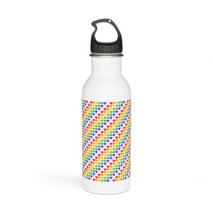 Rainbow Heart Mosaic Seamless Vector Pattern Stainless Steel Water Bottle
