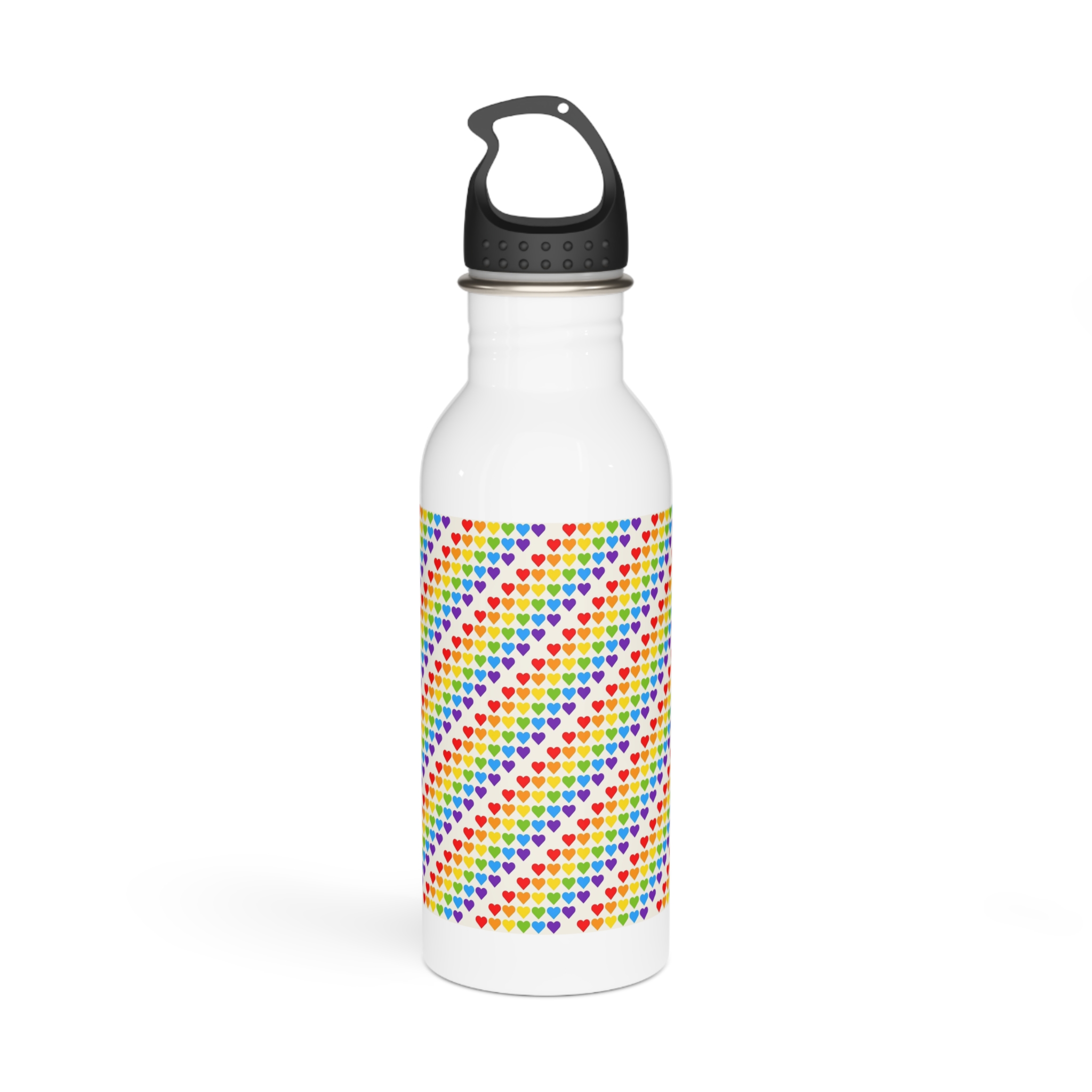 Rainbow Heart Mosaic Seamless Vector Pattern Stainless Steel Water Bottle