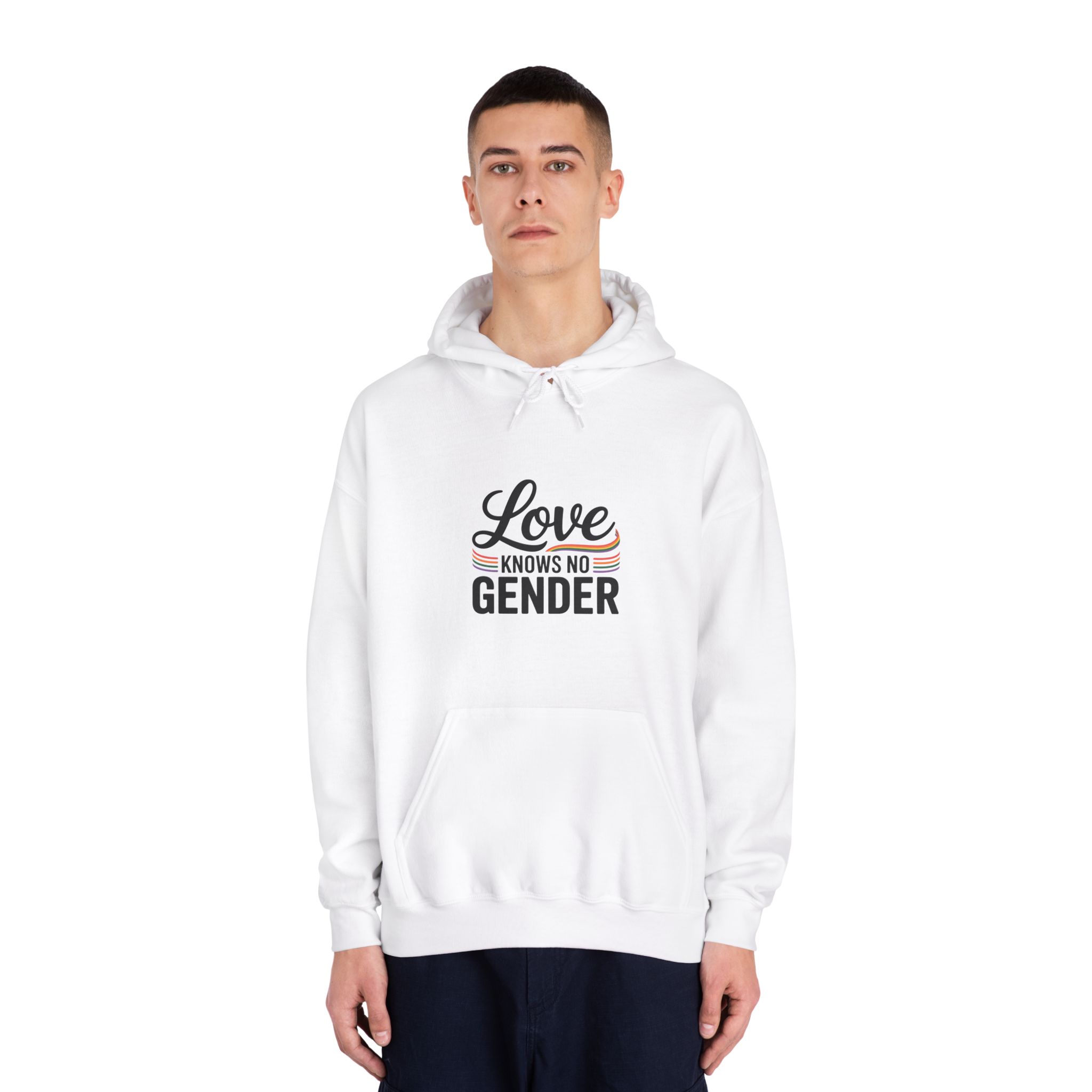 Love Knows No Gender T Shirt Design Isolated White Background 2 Unisex Dryblend Hooded Sweatshirt - Image 3