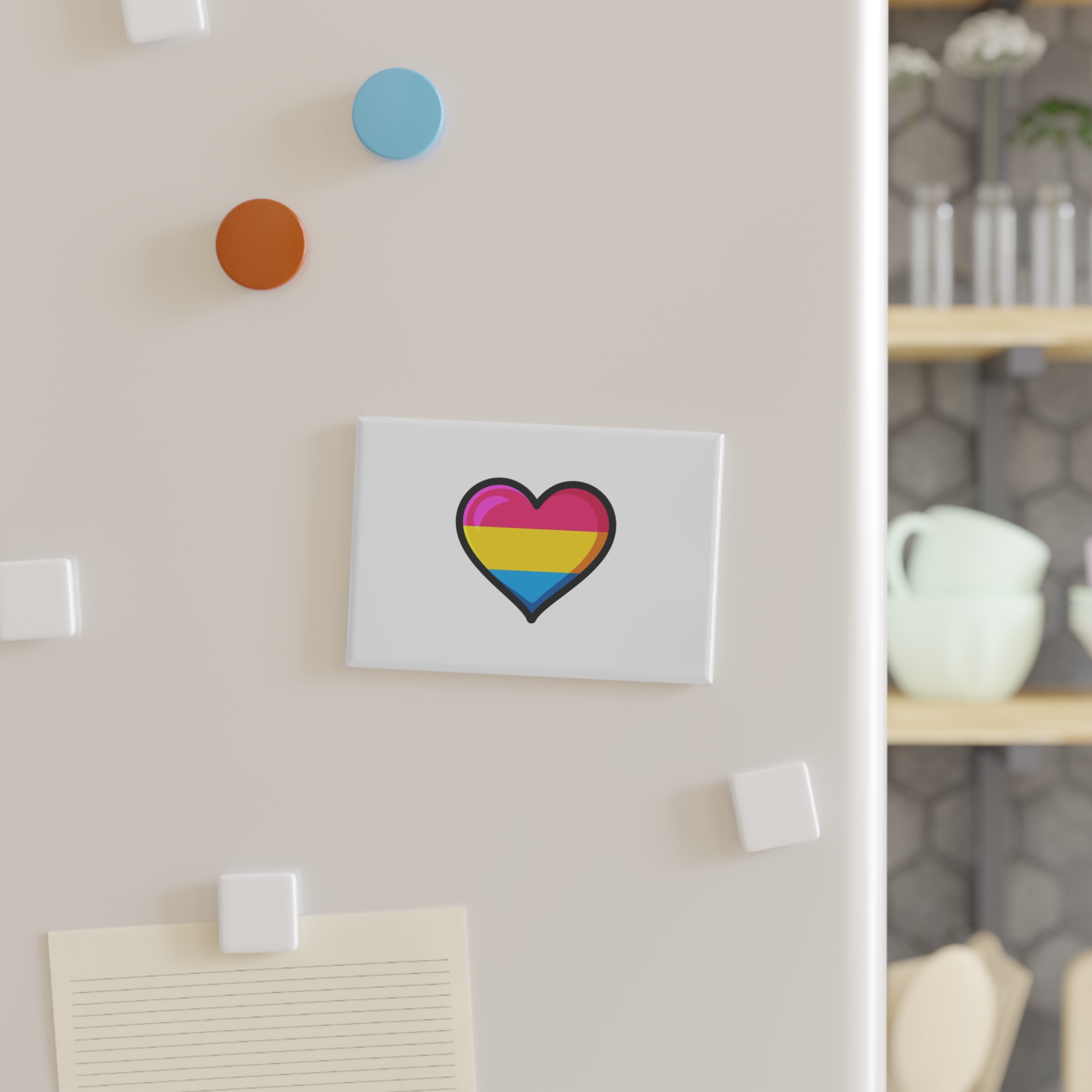 Pansexual Pride Flag Heart Shape Vector Illustration Button Magnet Rectangle 1 And 10 Pcs - Image 3