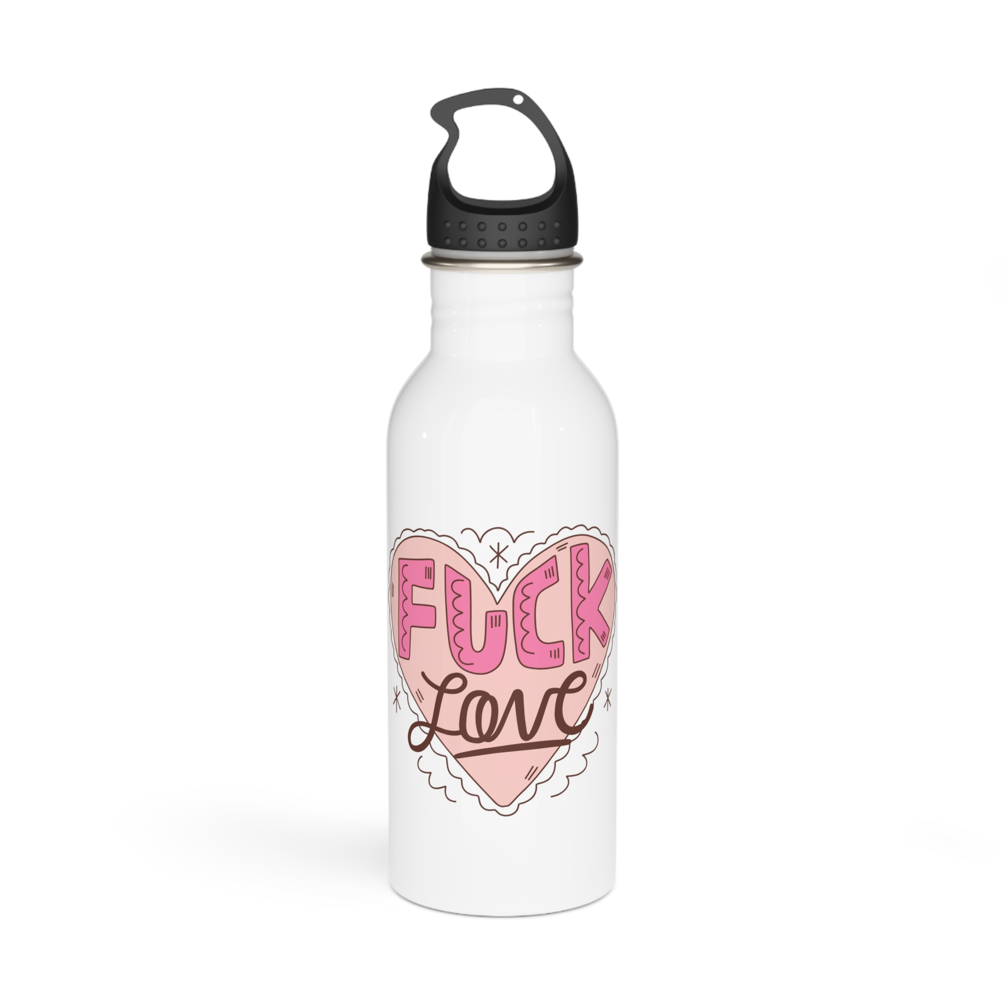 Hand Drawn No Love Illustration Stainless Steel Water Bottle