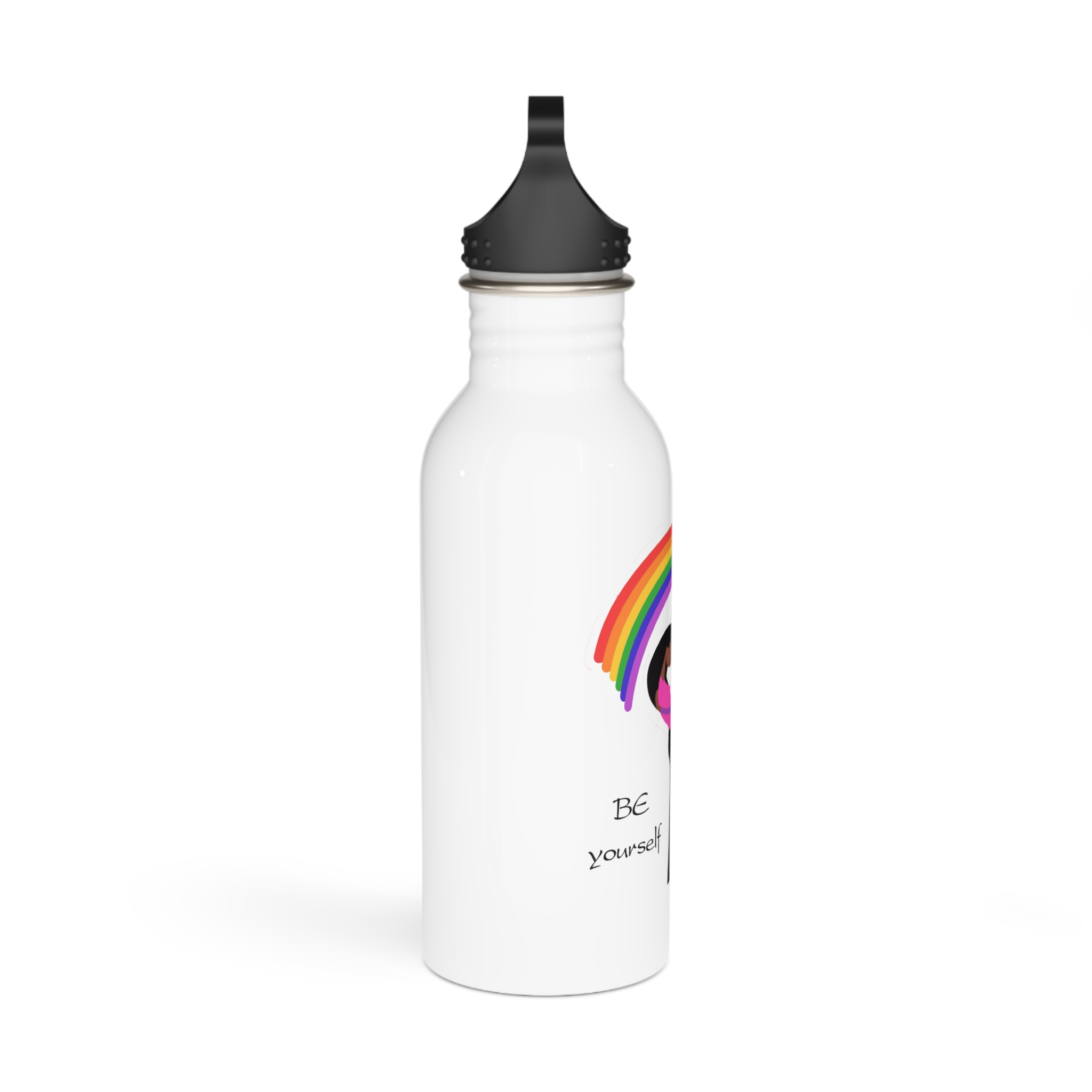 Poster Two Girls Hugging With Rainbow Stainless Steel Water Bottle - Image 2