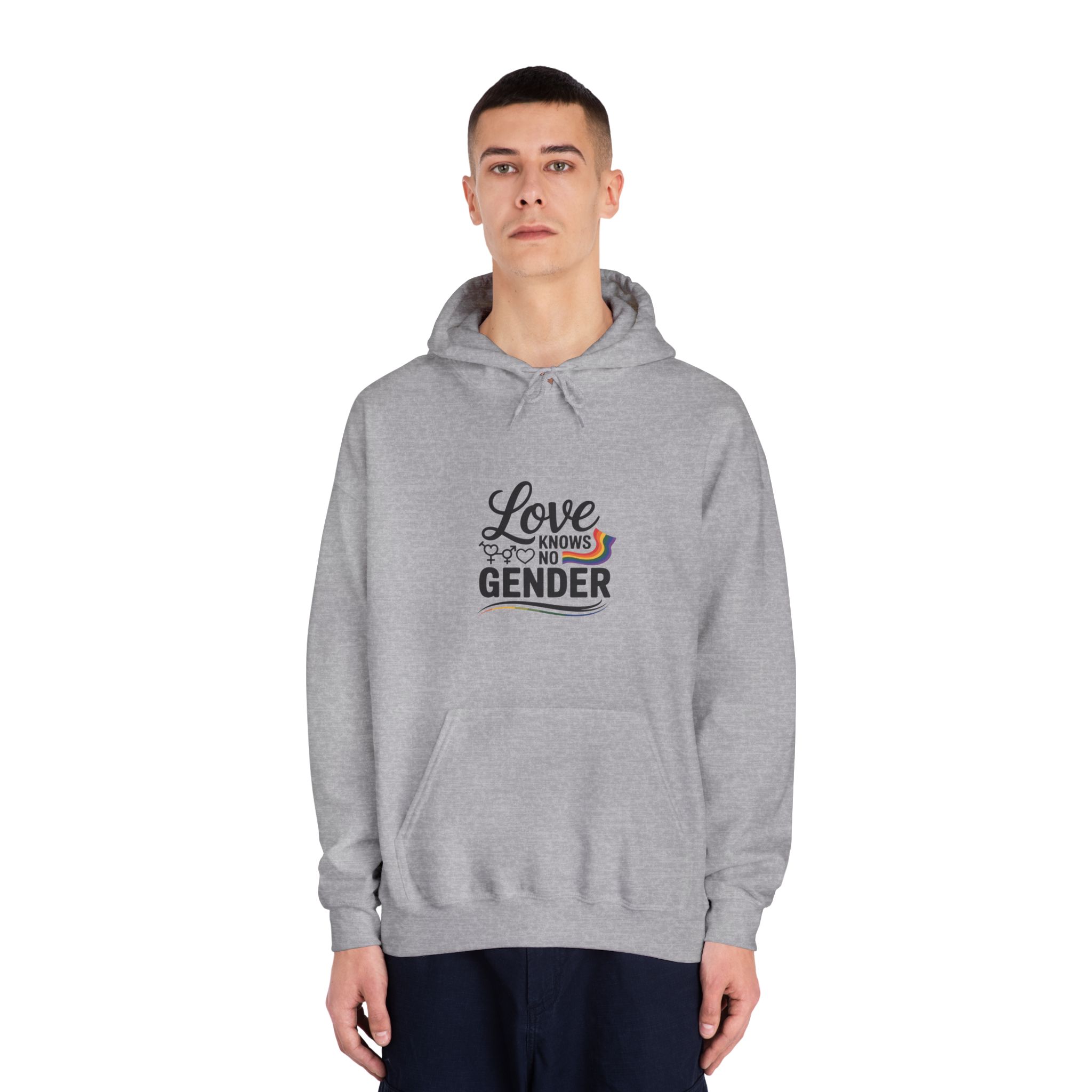 Love Knows No Gender T Shirt Design Isolated White Background Unisex Dryblend Hooded Sweatshirt - Image 15