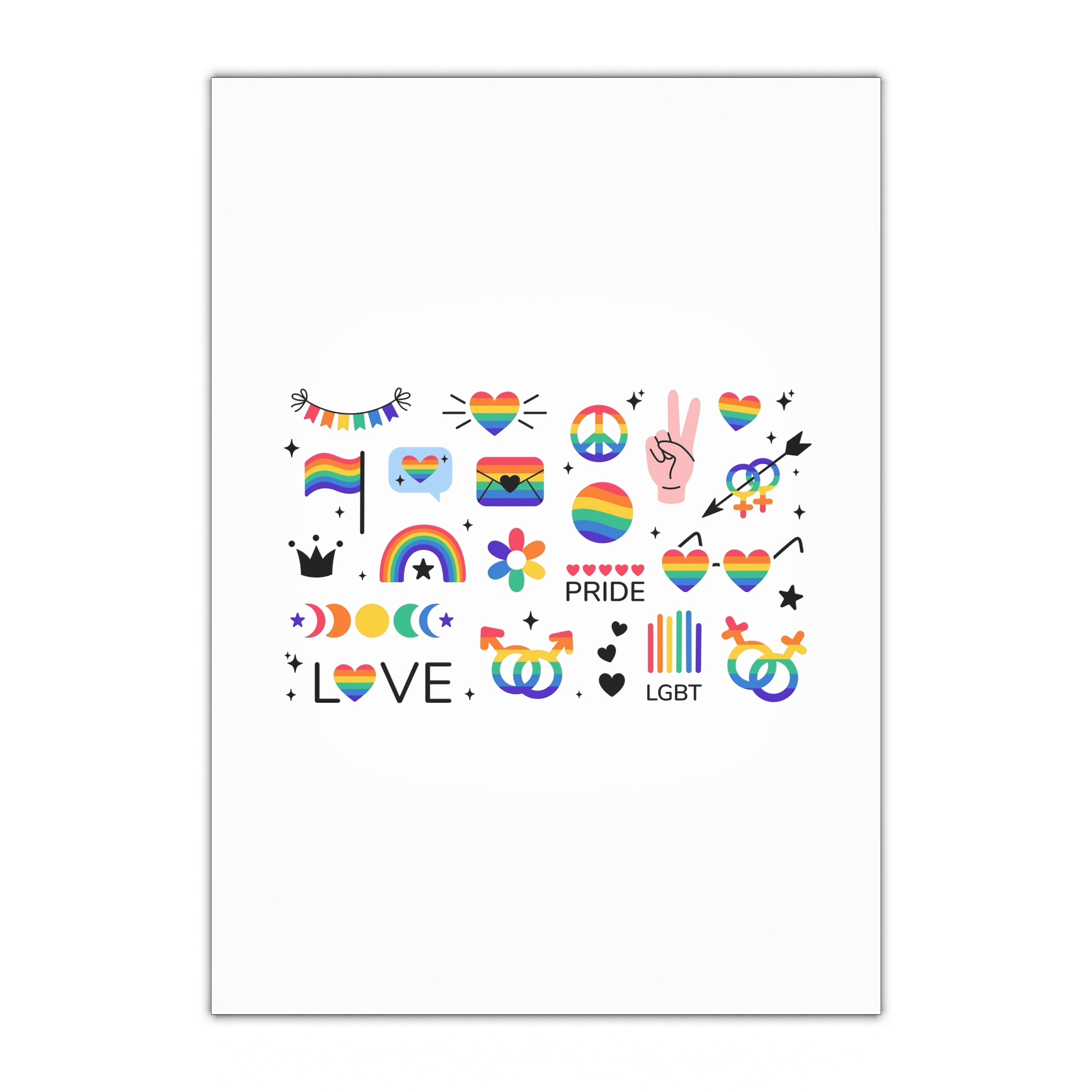 Lgbt Stickers Pack Doodle Style Lgbtq Set Lgbt Pride Community Symbols Rainbow Colored Element Gift Wrapping Paper Sheets 1pc