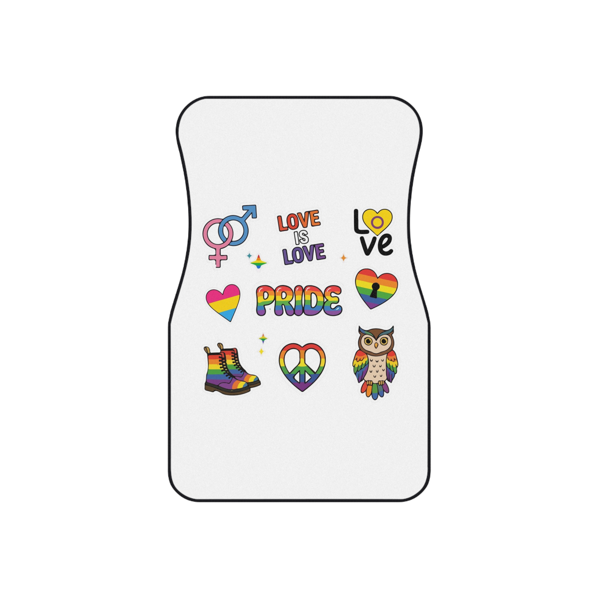 Pride Stickers Doodle Set Colorful Lgbtq Hand Drawn Icons Pack Car Mats Set Of 4 - Image 2