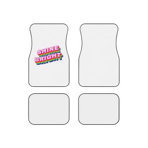Rainbow Word Shine Bright Typography Design Element Car Mats Set Of 4