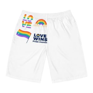 Flat Pride Month Labels Collection Mens Board Shorts Aop