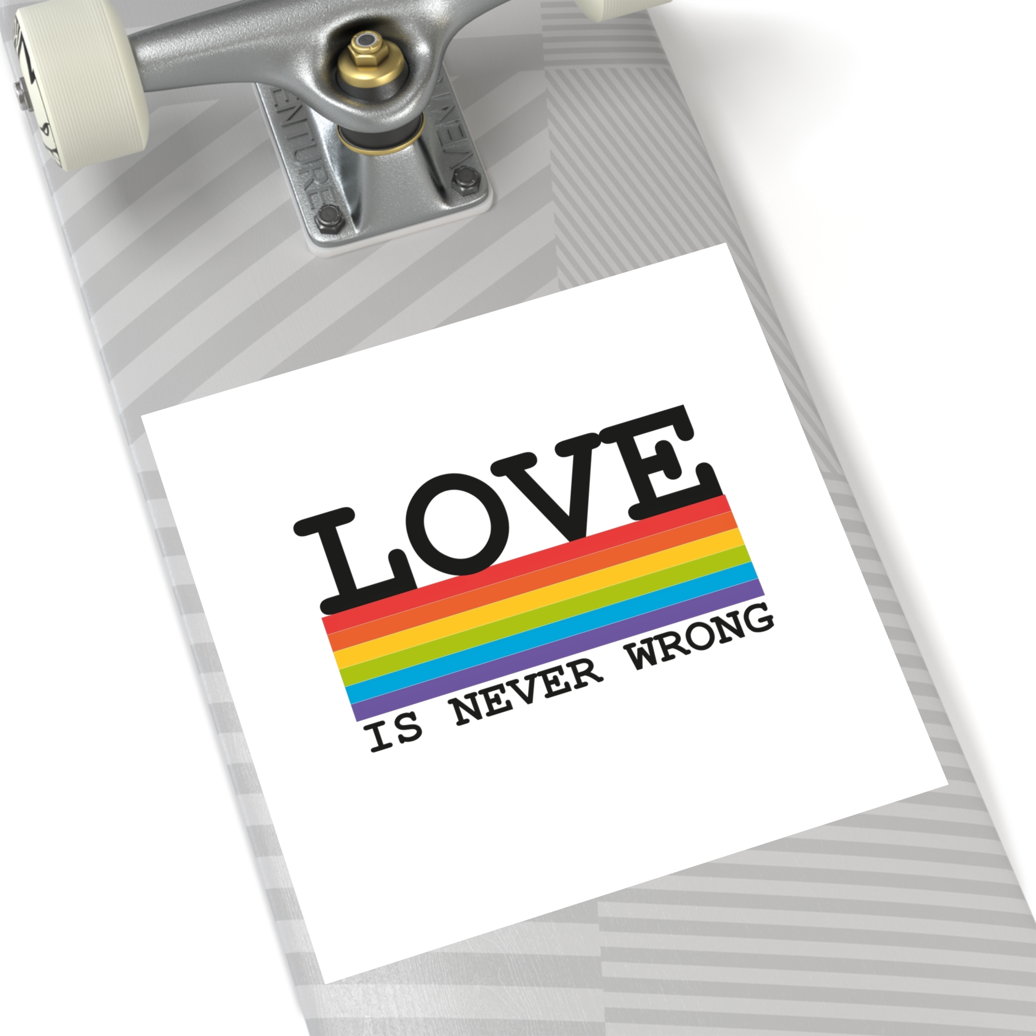 Lgbt Flag Rainbow With Lettering Love Is Never Wrong Lgbt Pride Month Laminate Stickers Square - Image 52
