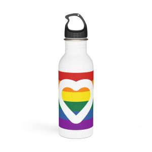Pride Flag White Heart Shape Icon Inside Vector Illustration Stainless Steel Water Bottle