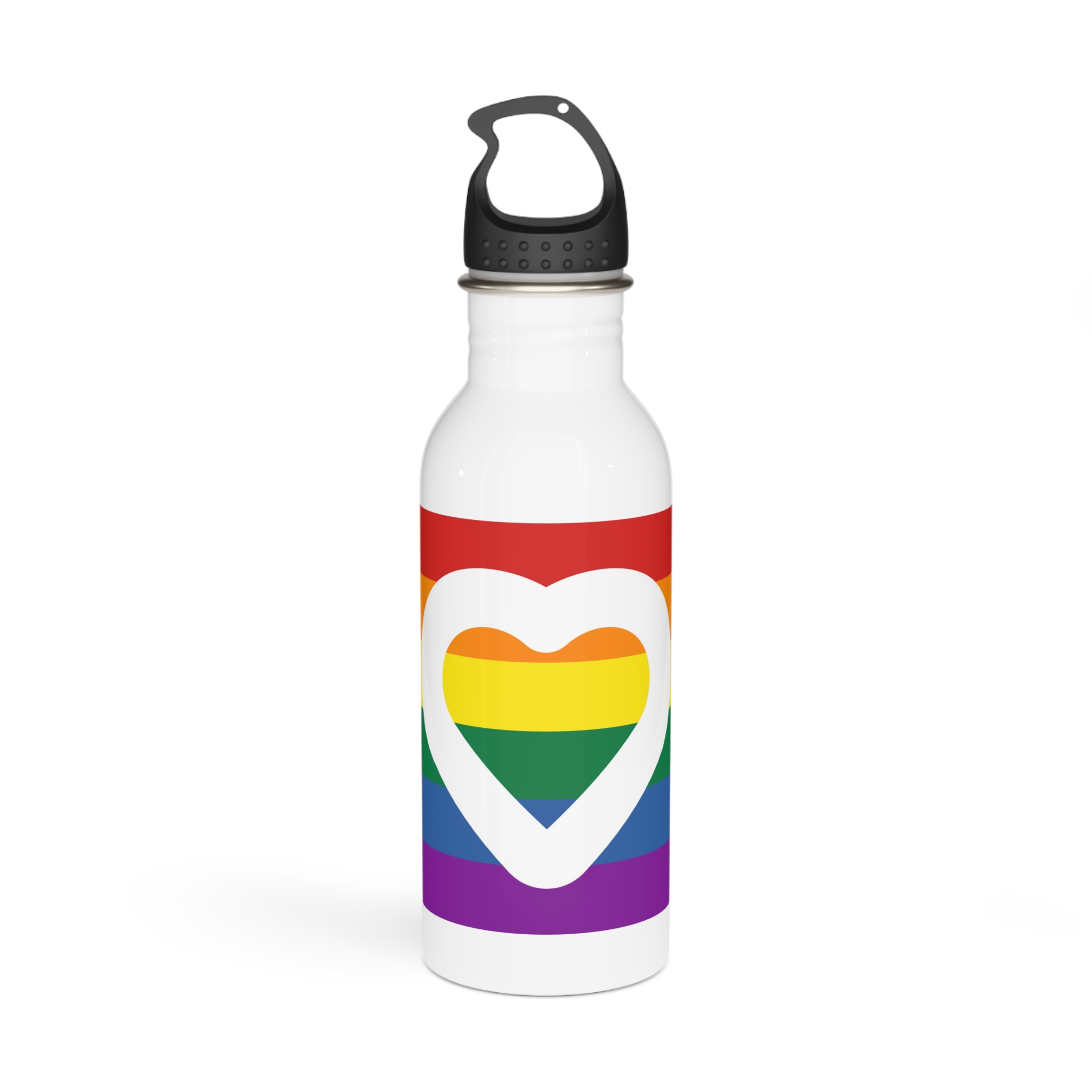 Pride Flag White Heart Shape Icon Inside Vector Illustration Stainless Steel Water Bottle
