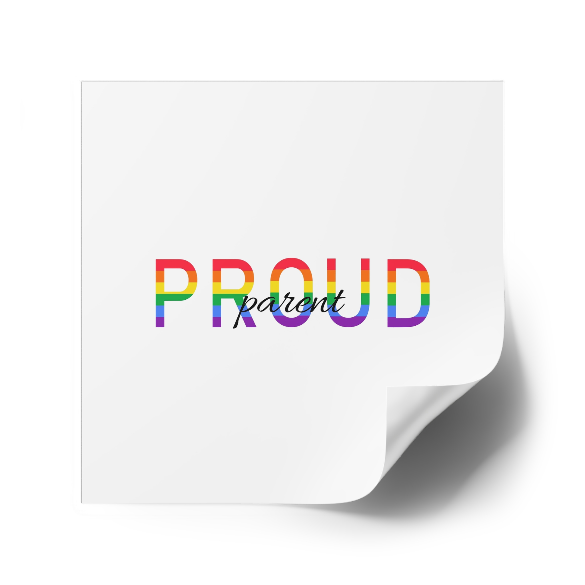 Proud Parent Letering Rainbow Colors Lgbt Flag Lgbt Parents Community Support Laminate Stickers Square - Image 46