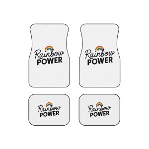 Rainbow Power T Shirt Design Isolated White Background Car Mats Set Of 4