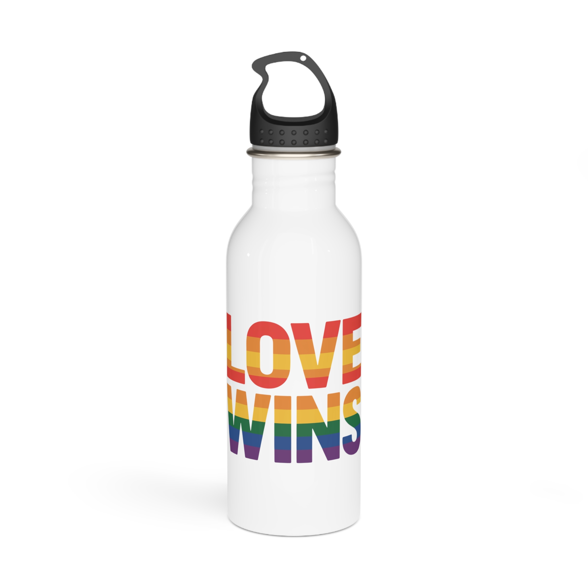 Love Wins Rainbow Pride Message1 Stainless Steel Water Bottle