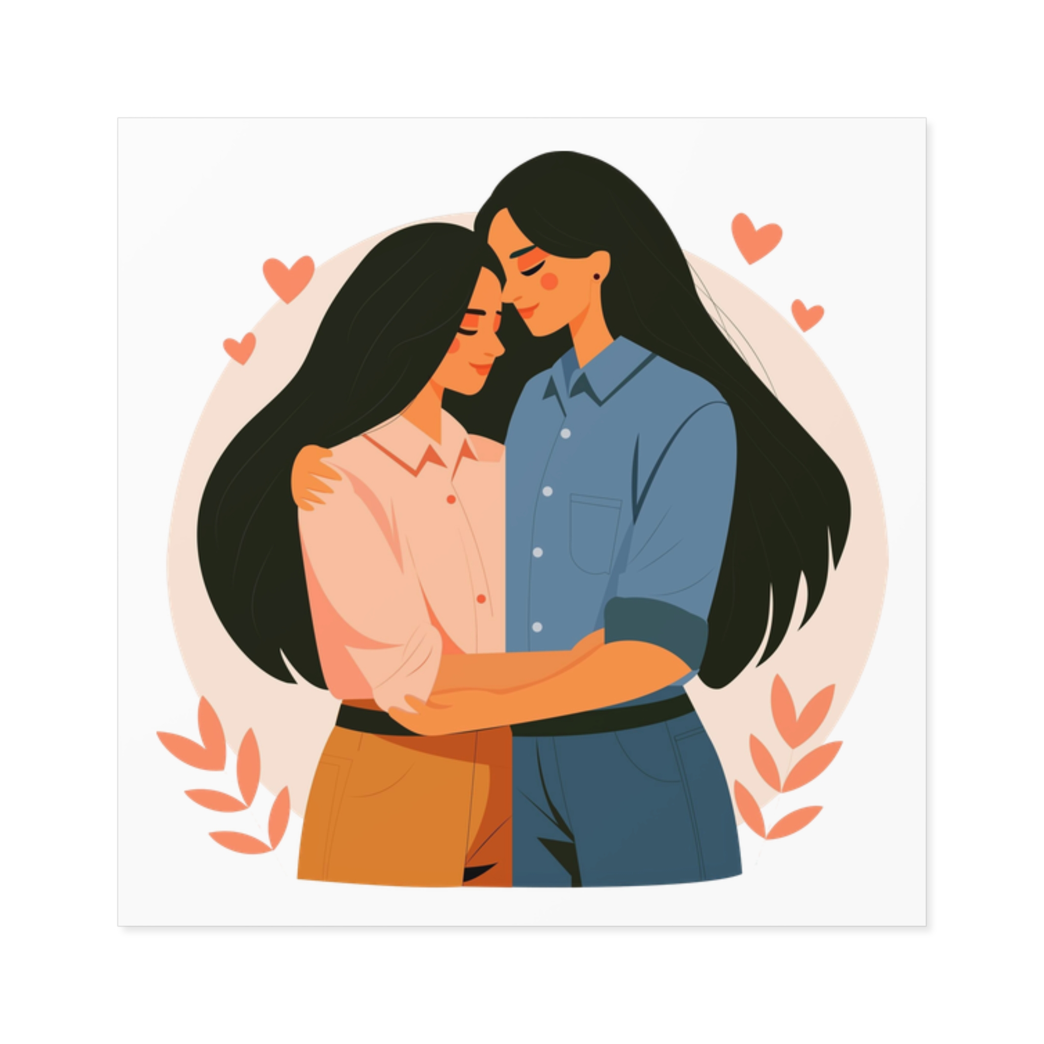 Indian Lesbian Couple Love Hugging Laminate Stickers Square - Image 9