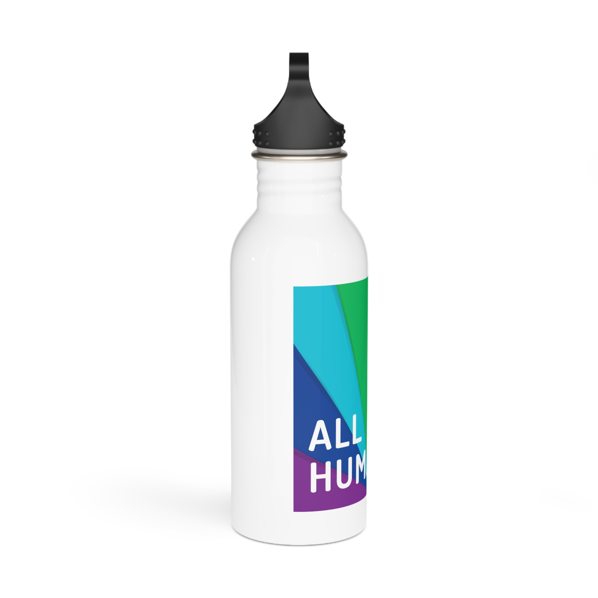 Rainbow Colored Background With All Humans Concept Pride Month Stainless Steel Water Bottle - Image 2