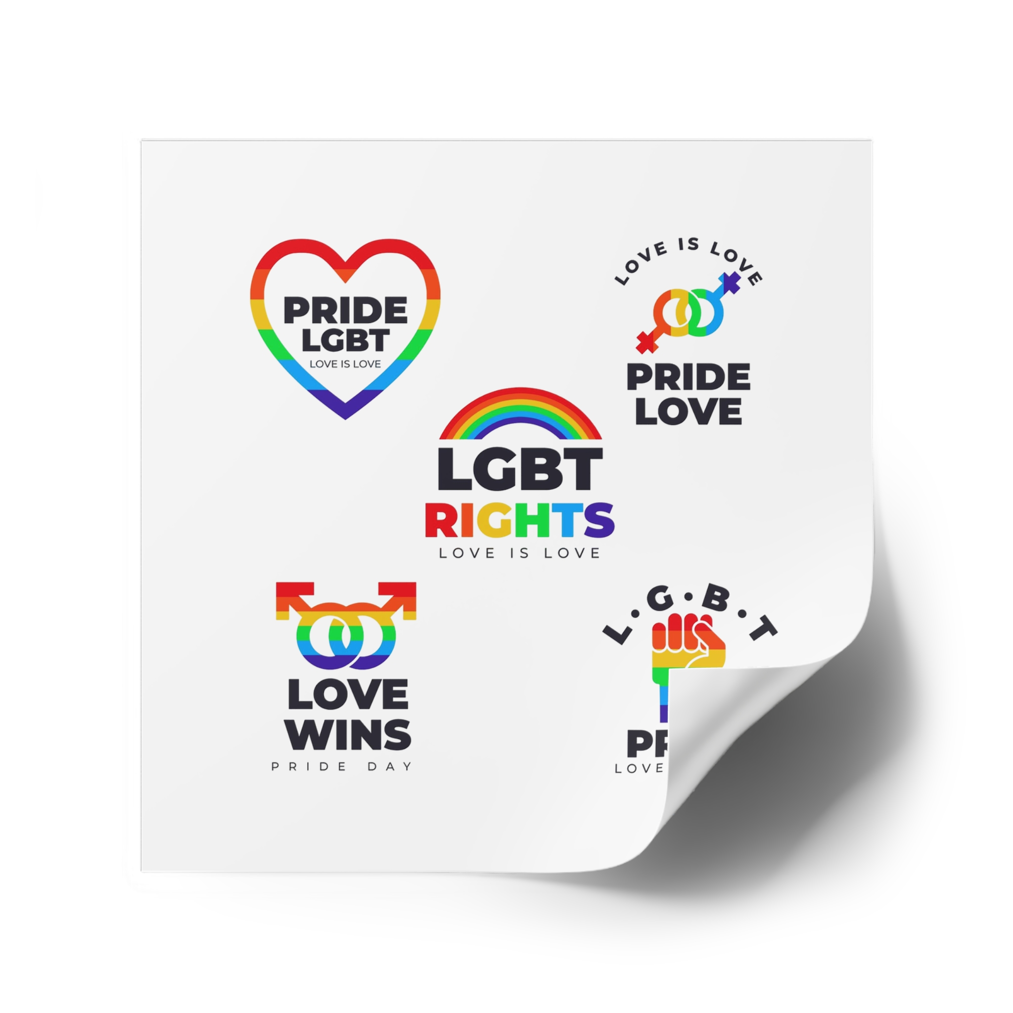 Pride Day Badges Collection Laminate Stickers Square - Image 34