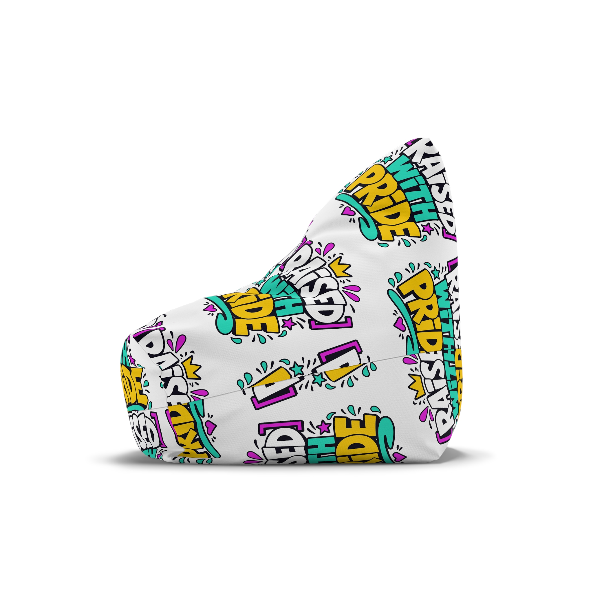 Raised With Pride Text Effect Bean Bag Chair Cover - Image 4