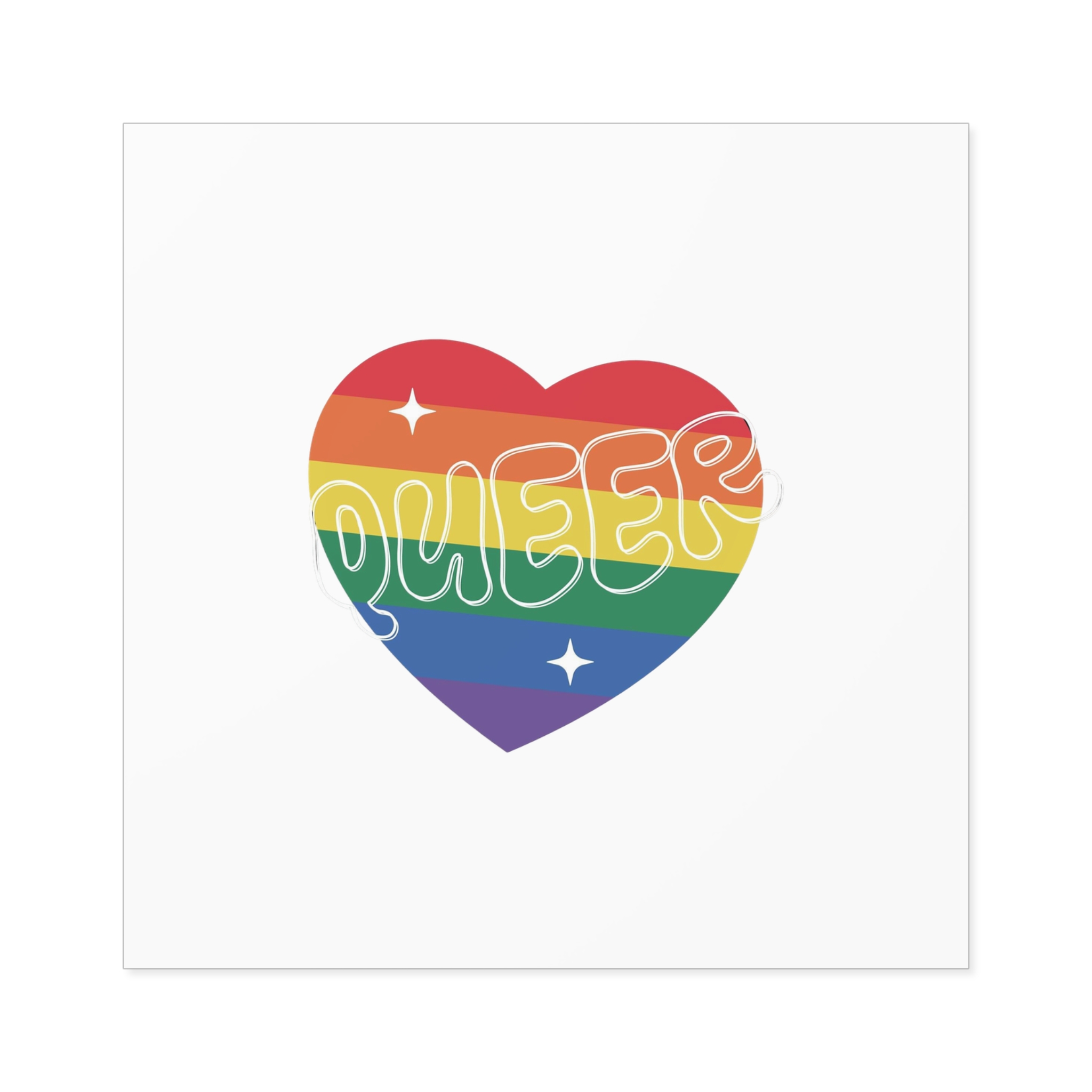 Queer Pride Heart Laminate Stickers Square - Image 45