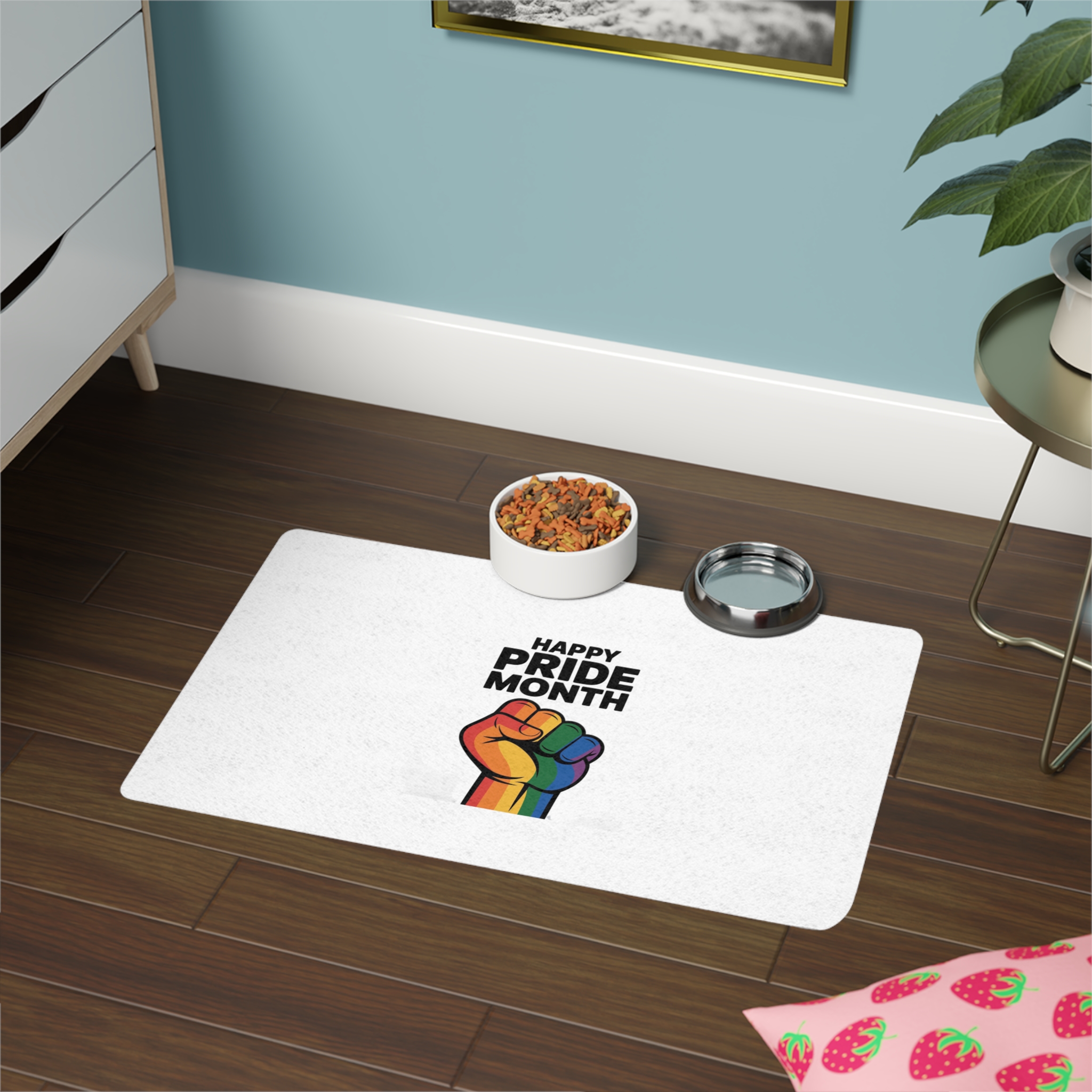 Happy Pride Month With Rainbow Fist Pet Food Mat 12x18 - Image 4