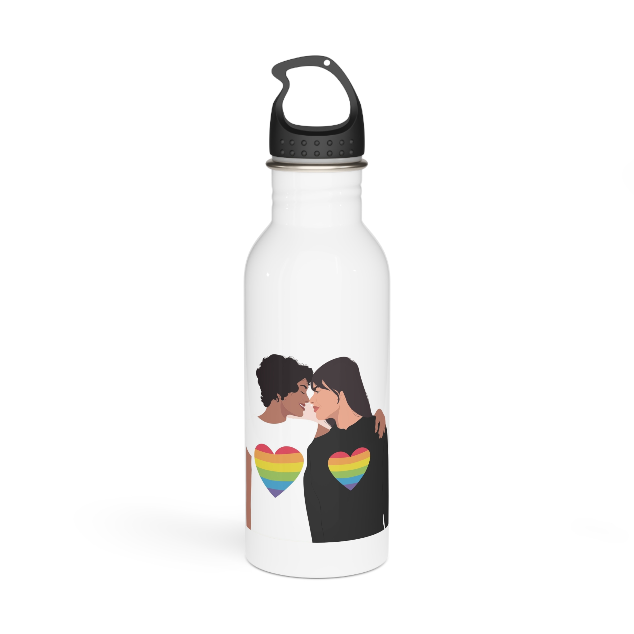 Embracing Lgbt Couple Couple Girls Love Smiling Each Other Stainless Steel Water Bottle