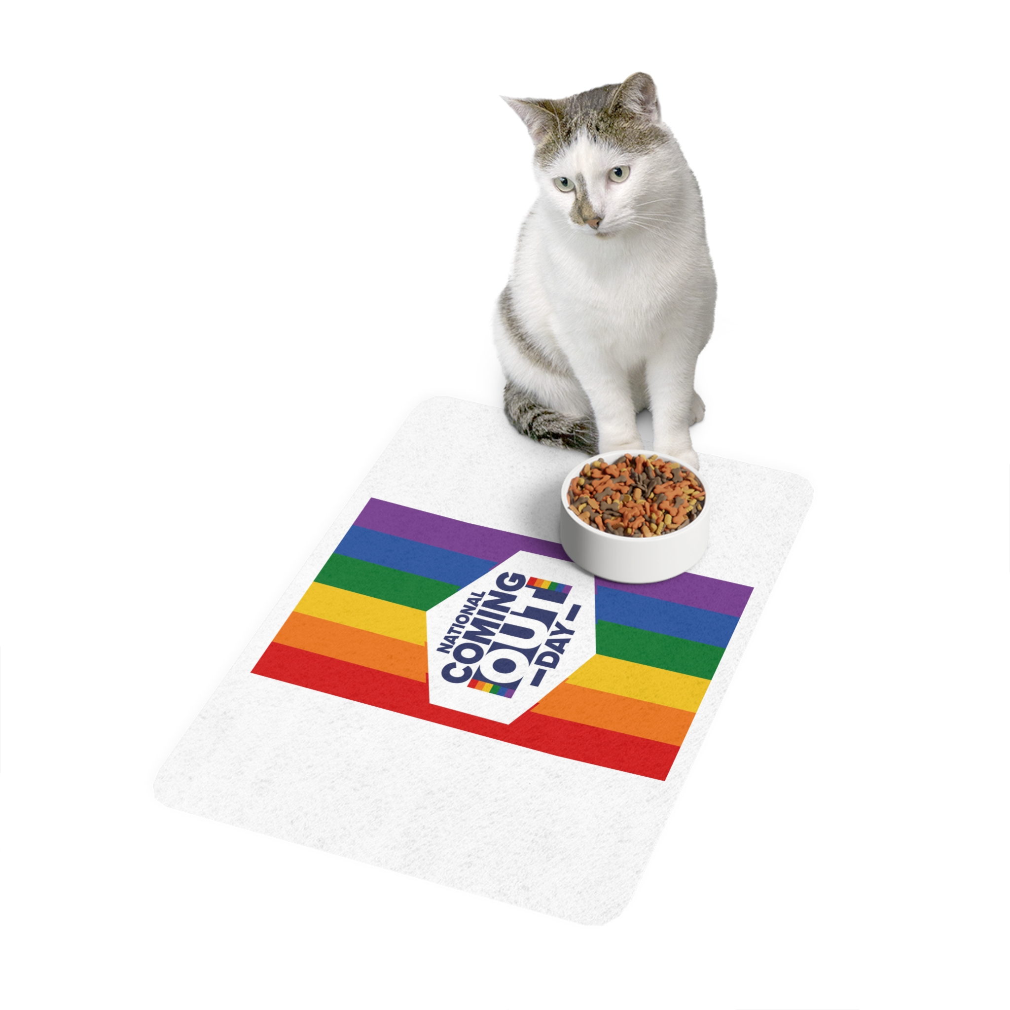 Coming Out Day Pride Month Lgbt Rainbow Flag Diversity Equality Free Love Vector Poster Pet Food Mat 12x18 - Image 3