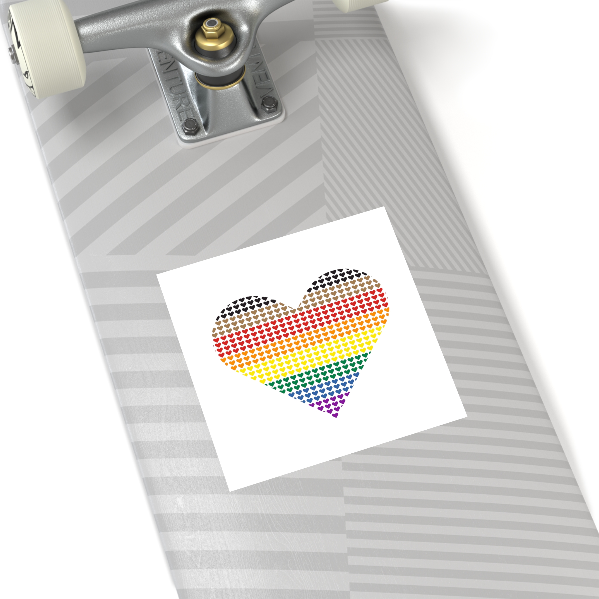 Pride Flag Heart Shape Icon With Heart Pattern Inside Heart Symbol With Black Brown Stripes Laminate Stickers Square - Image 36
