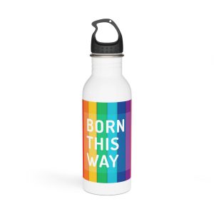 Colorful Rainbow Colored Background With Words Born This Way Stainless Steel Water Bottle
