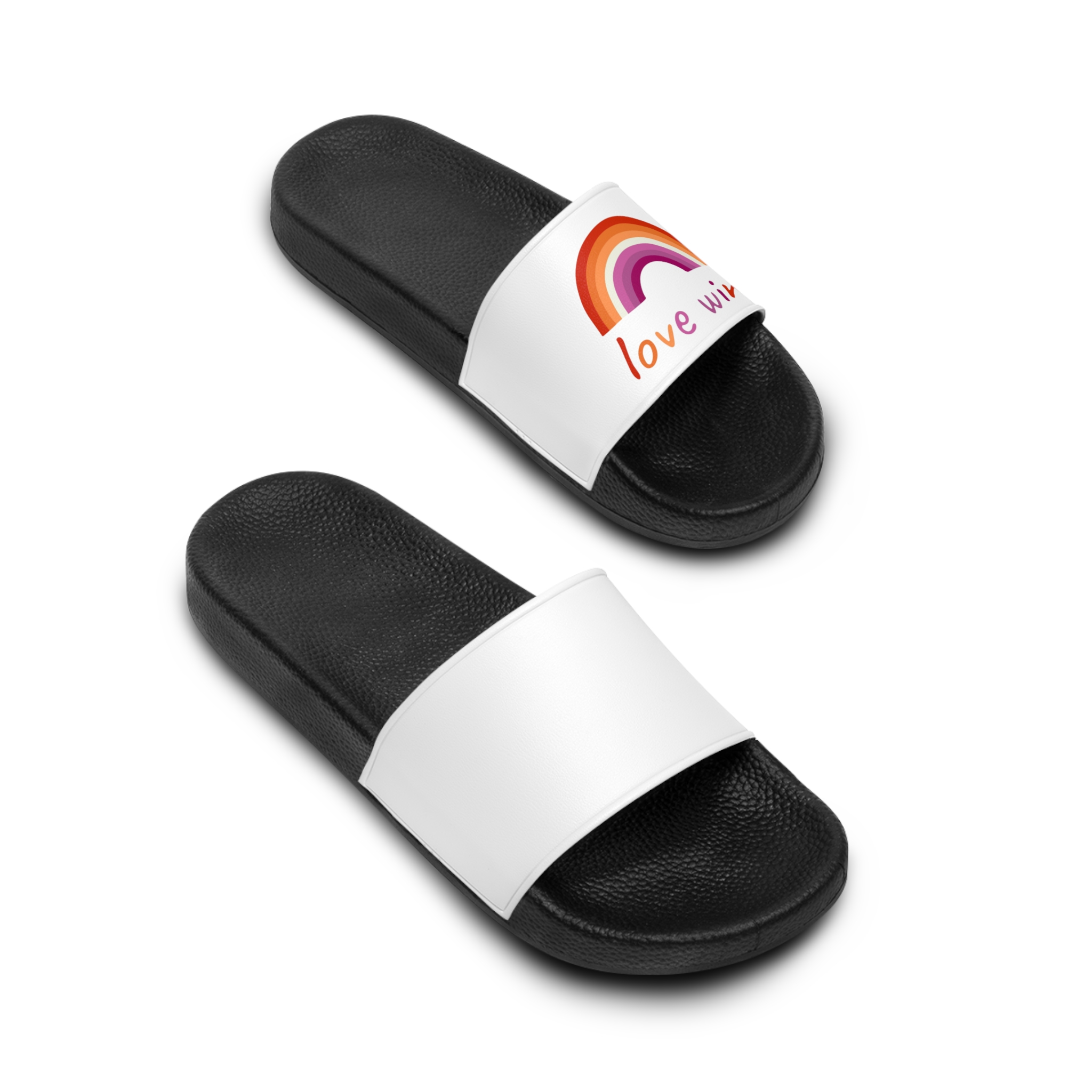 Colorful Rainbow Shape Lesbian Pride Flag Happy Pride Day Lgbtqia Community Pride Month Vector Hand Drawn Doodle Posters Stickers Logo Cards(3) Mens Slide Sandals - Image 4