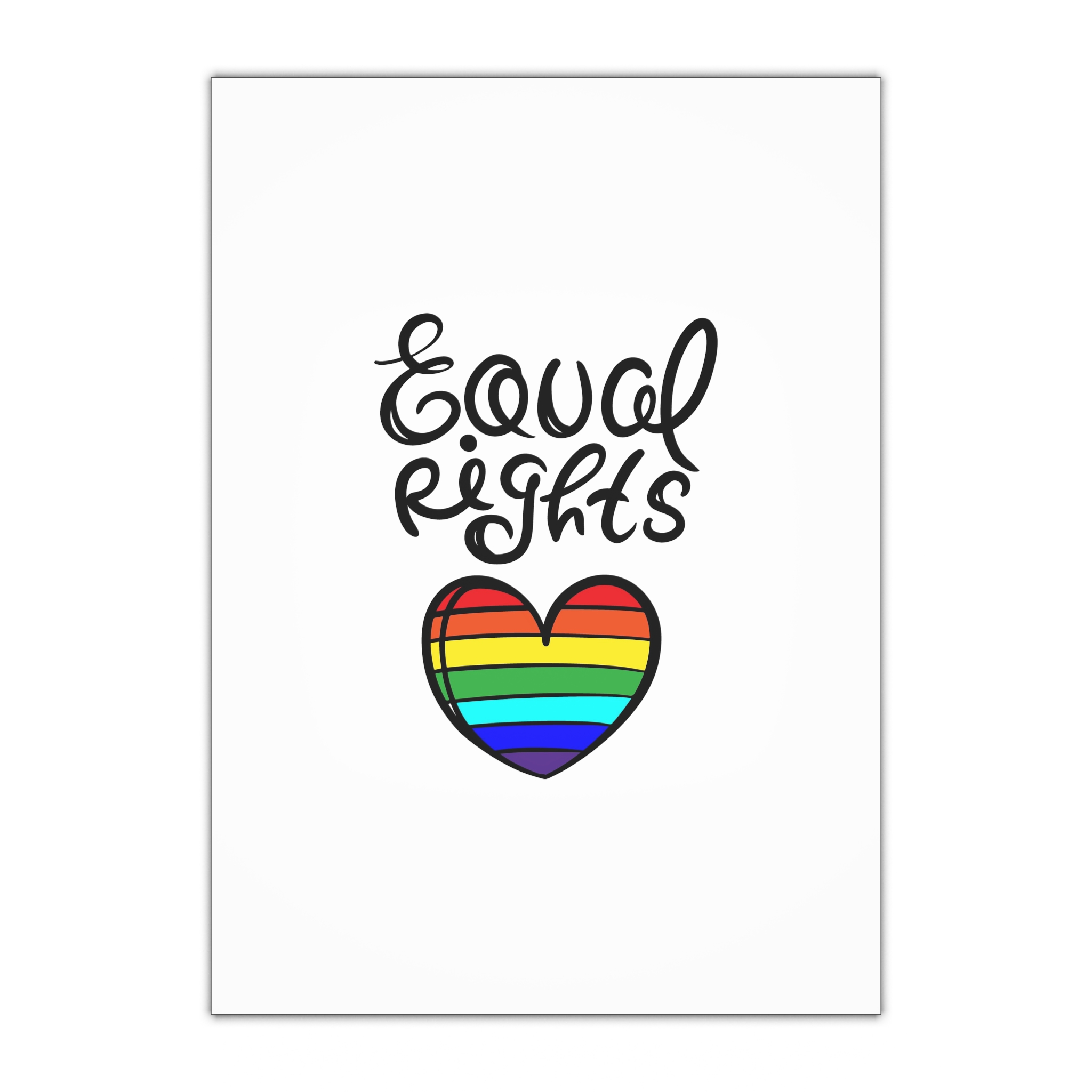 Equal Right Handwritten Text Heart Rainbow Motto Vector Print Gift Wrapping Paper Sheets 1pc