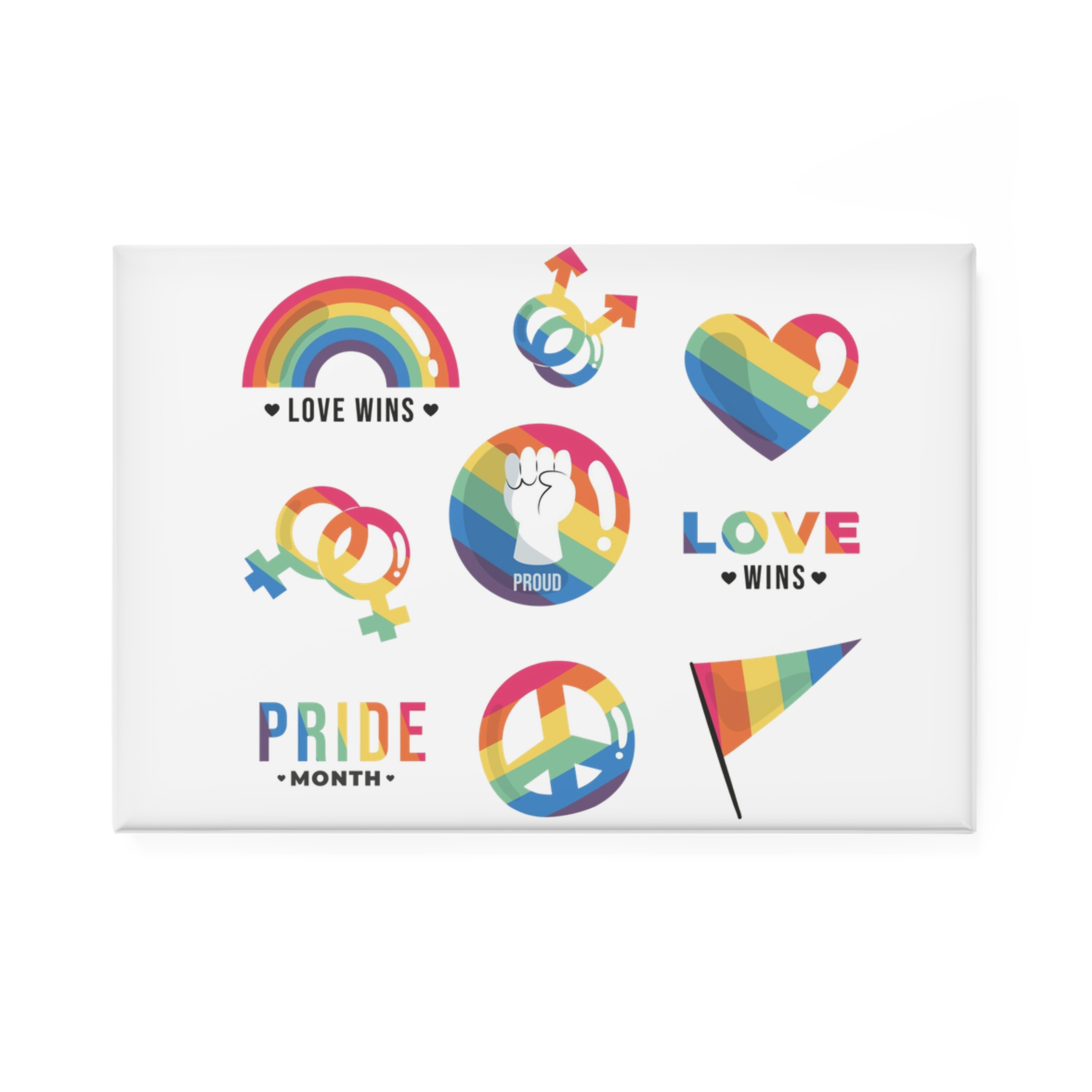 Flat Lgbt Pride Month Symbols Collection Button Magnet Rectangle 1 And 10 Pcs