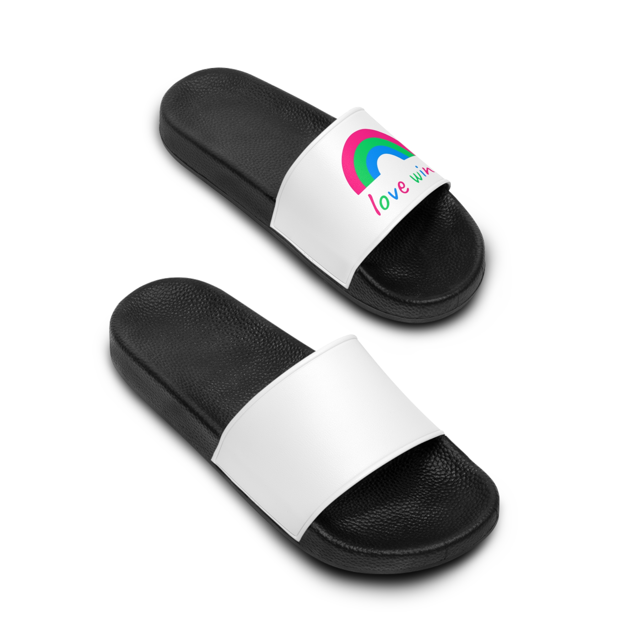 Colorful Rainbow Shape Polysexual Pride Flag Happy Pride Day Lgbtqia Community Pride Month Vector Hand Drawn Doodle Posters Stickers Logo Cards Mens Slide Sandals - Image 4