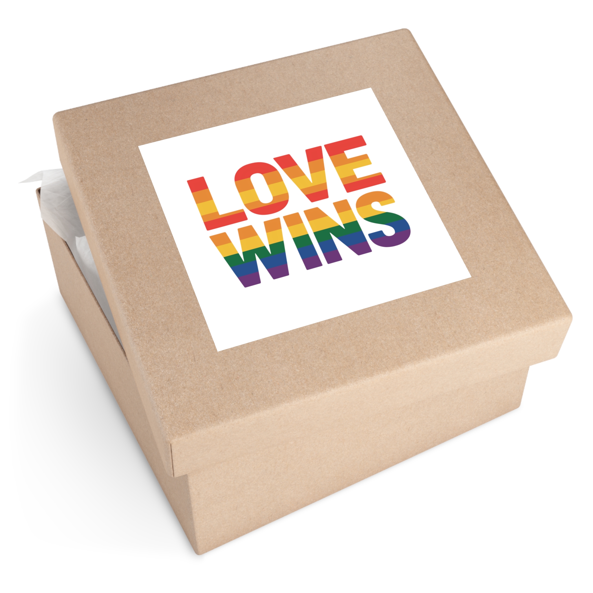 Love Wins Rainbow Pride Message1 Laminate Stickers Square - Image 51