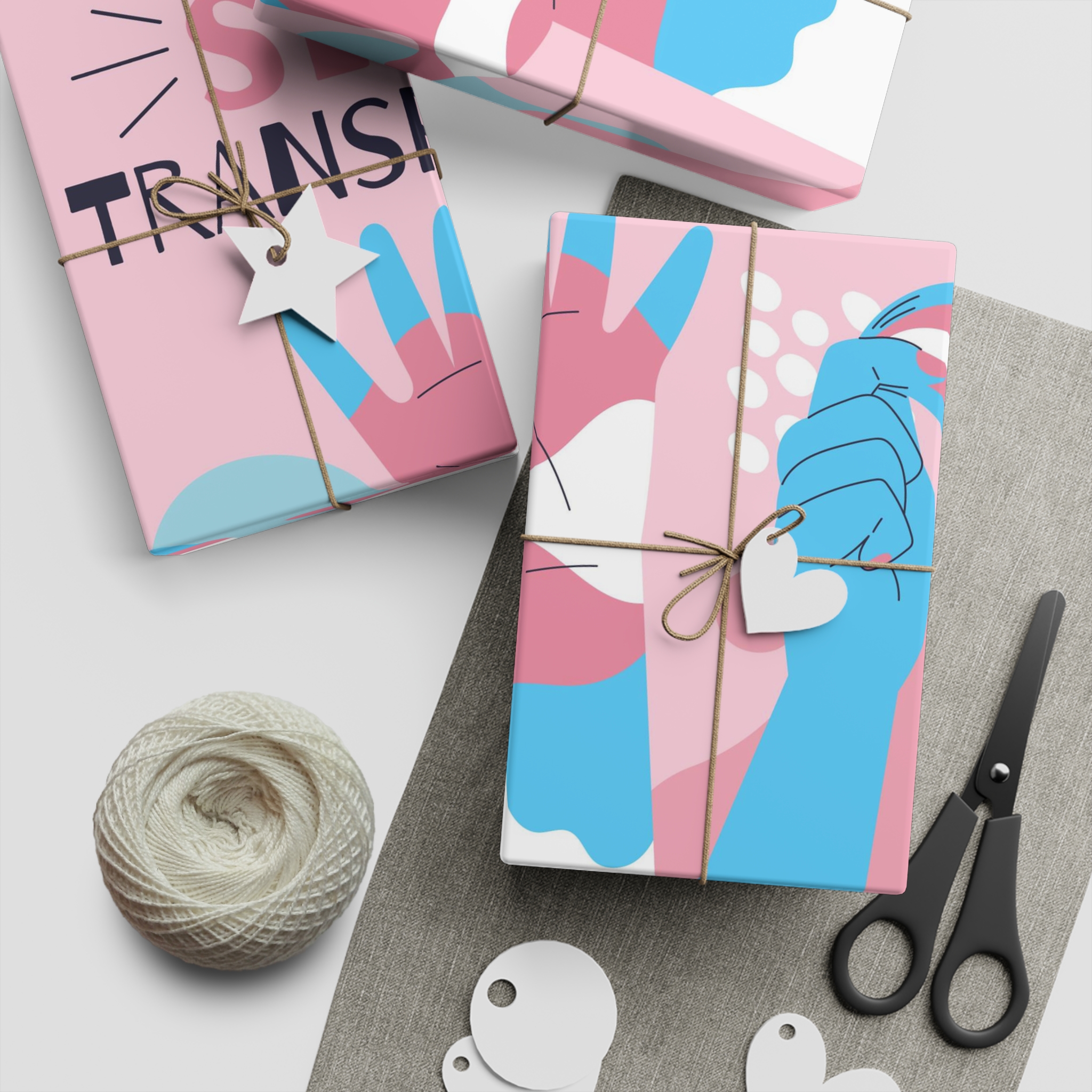 Hand Drawn Flat Design Stop Transphobia Concept Gift Wrapping Paper Sheets 1pc - Image 2
