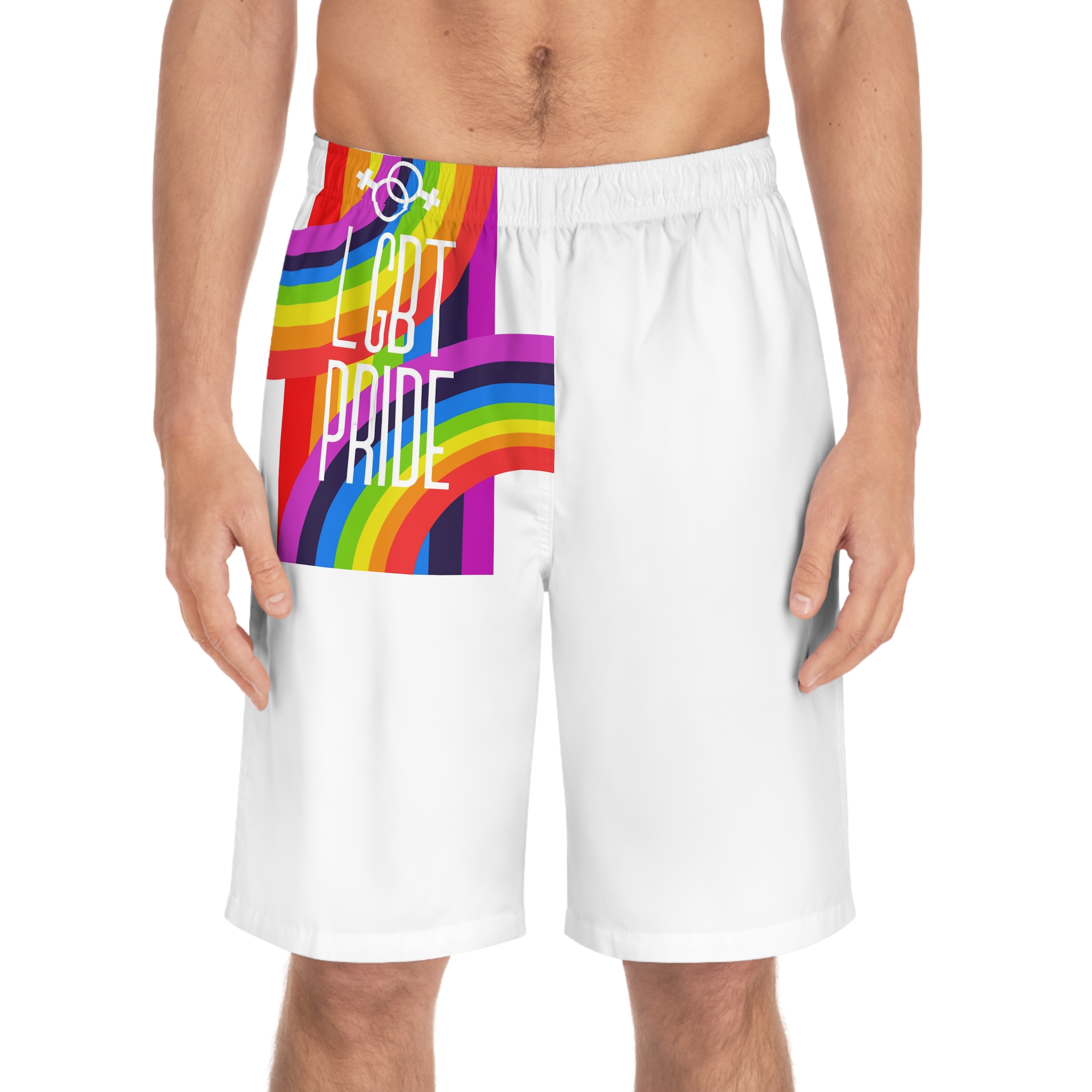 Gay Pride Background Lgbt Day Vector Illustration With Colorful Realistic Style Stickers Flyers Logo Designs Mens Board Shorts Aop - Image 3