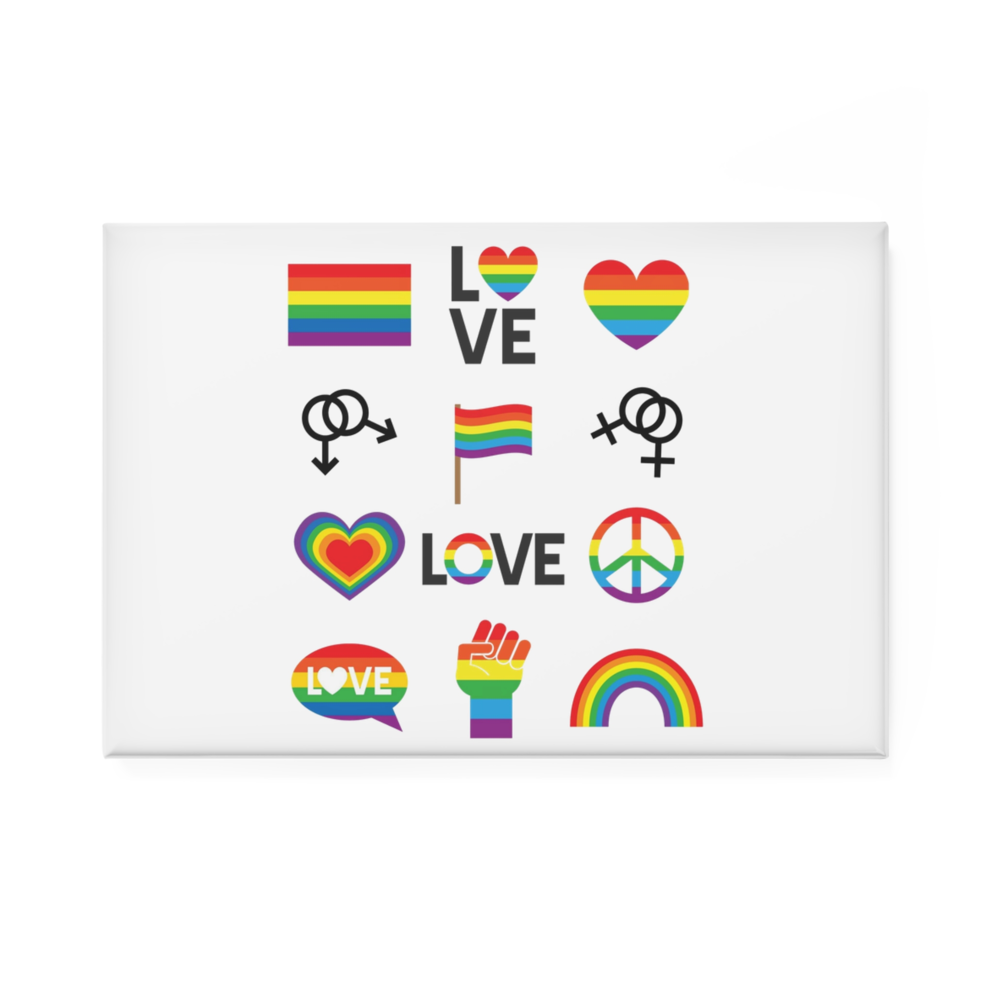 Vector Set Lgbt Homosexual Rainbow Flag Button Magnet Rectangle 1 And 10 Pcs - Image 5