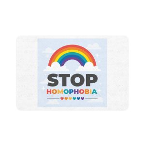 Hand Drawn Stop Homophobia Concept Illustration Pet Food Mat 12x18