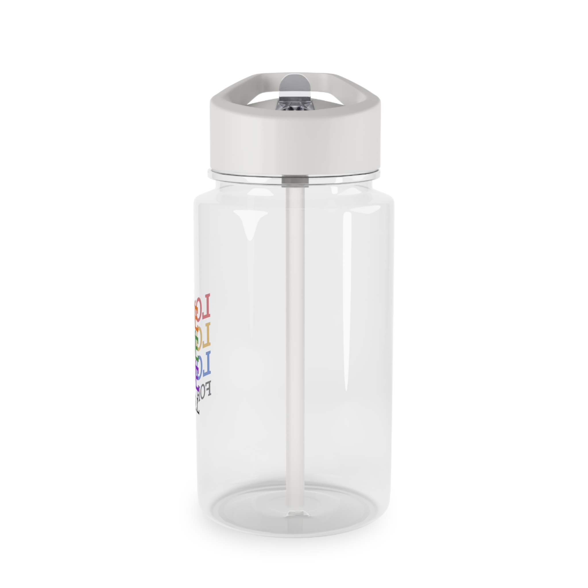 Love All Lgbtq Pride Month Positive Quote Rainbow Color Typographic Art White Background Tritan Water Bottle - Image 3