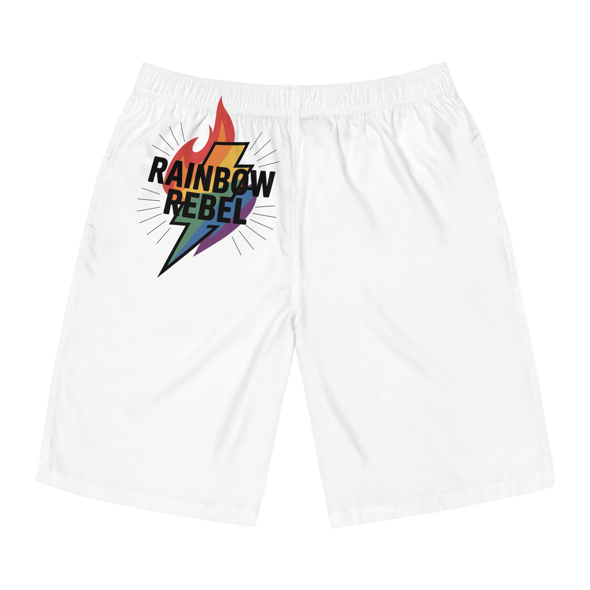 Rainbow Rebel T Shirt Design Isolated White Background 2 Mens Board Shorts Aop