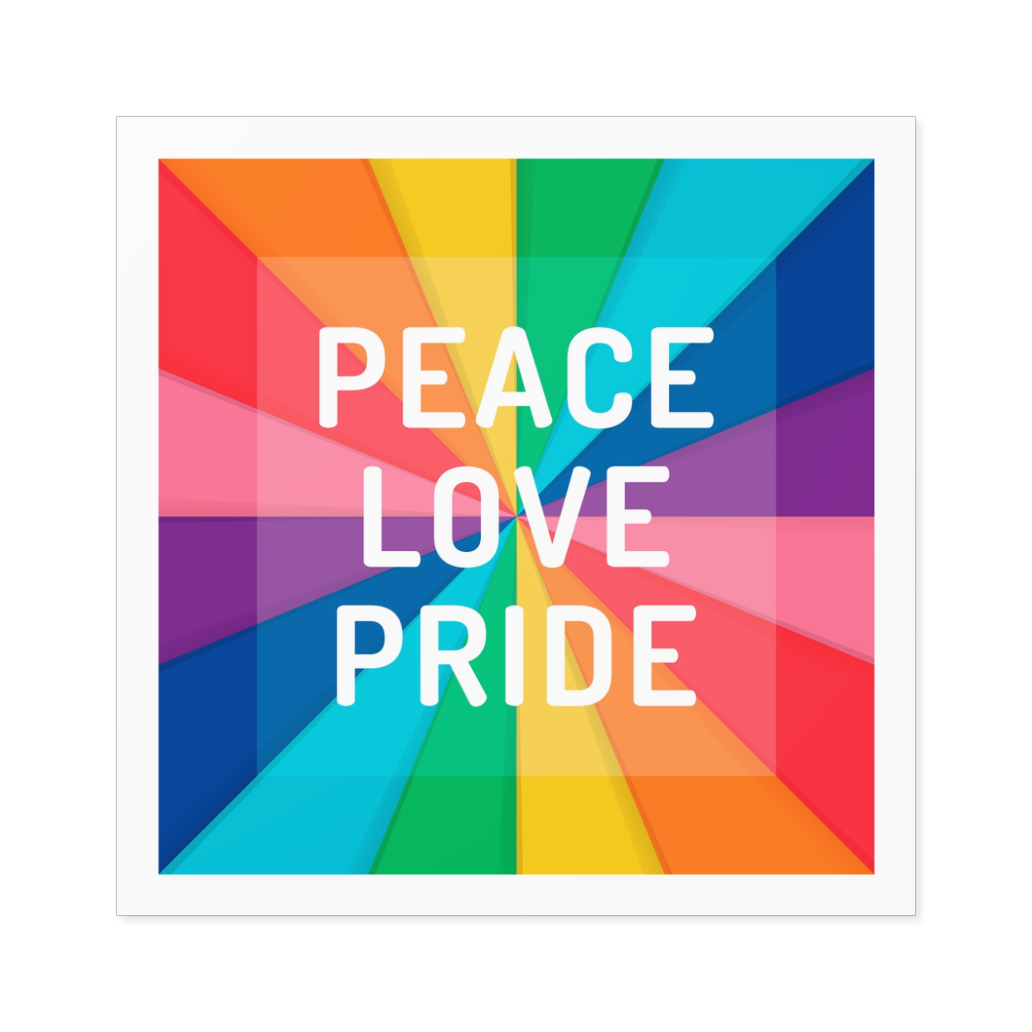 Rainbow Colored Background With Peace Love Pride Concept Pride Month Laminate Stickers Square - Image 21