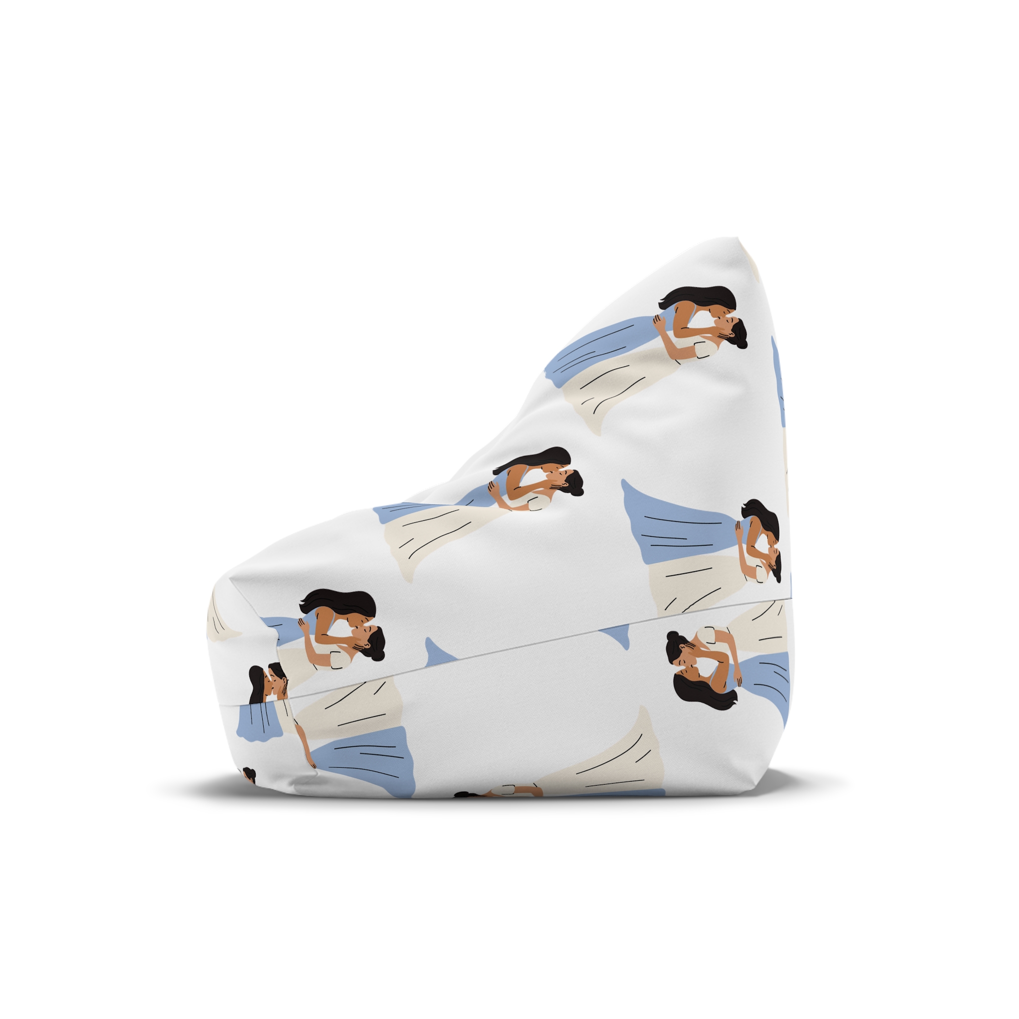 Romantic Lesbian Couple Kissing Wedding Dresses Bean Bag Chair Cover - Image 4