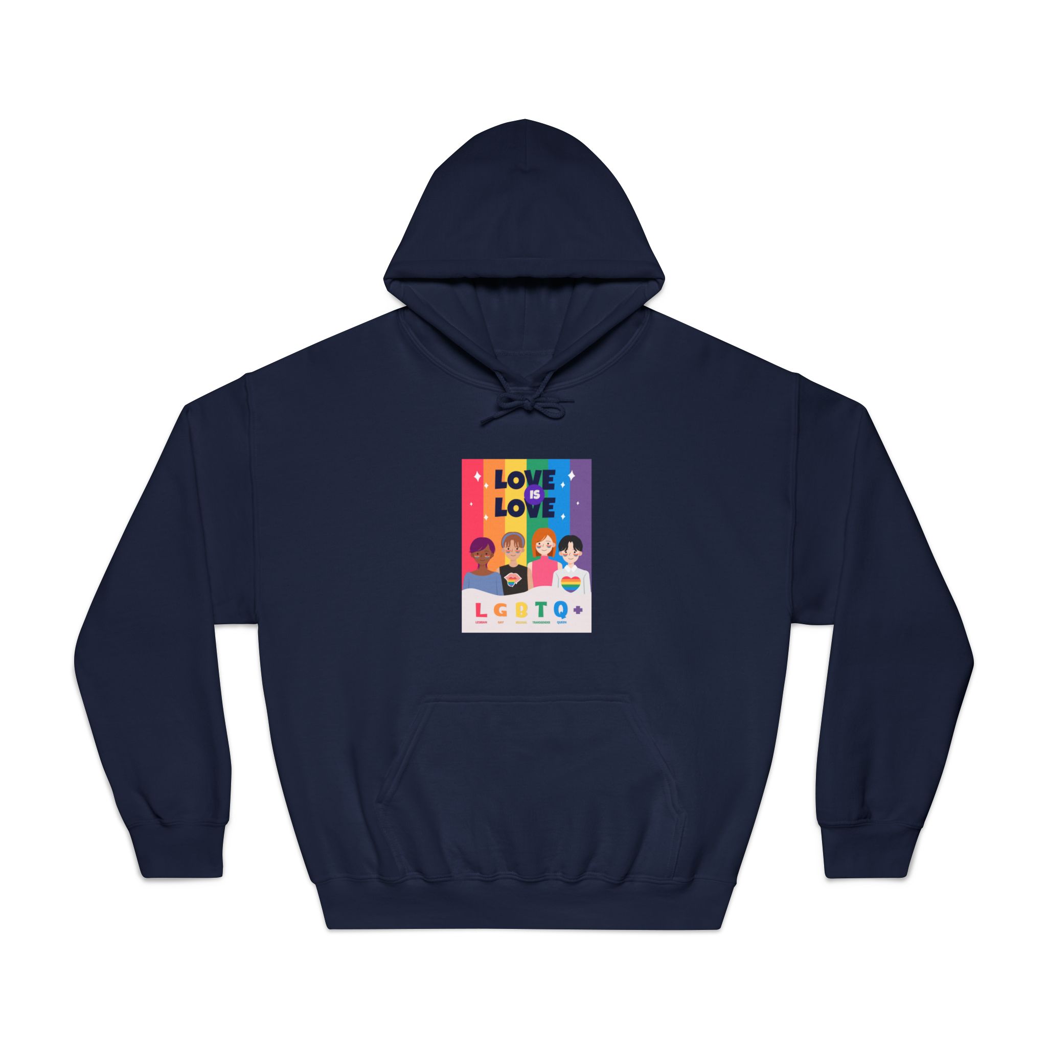 Lgbtq Pride Month Poster Vector With Diverse Characters Rainbow Celebrate Love Inclusivity Unisex Dryblend Hooded Sweatshirt - Image 29