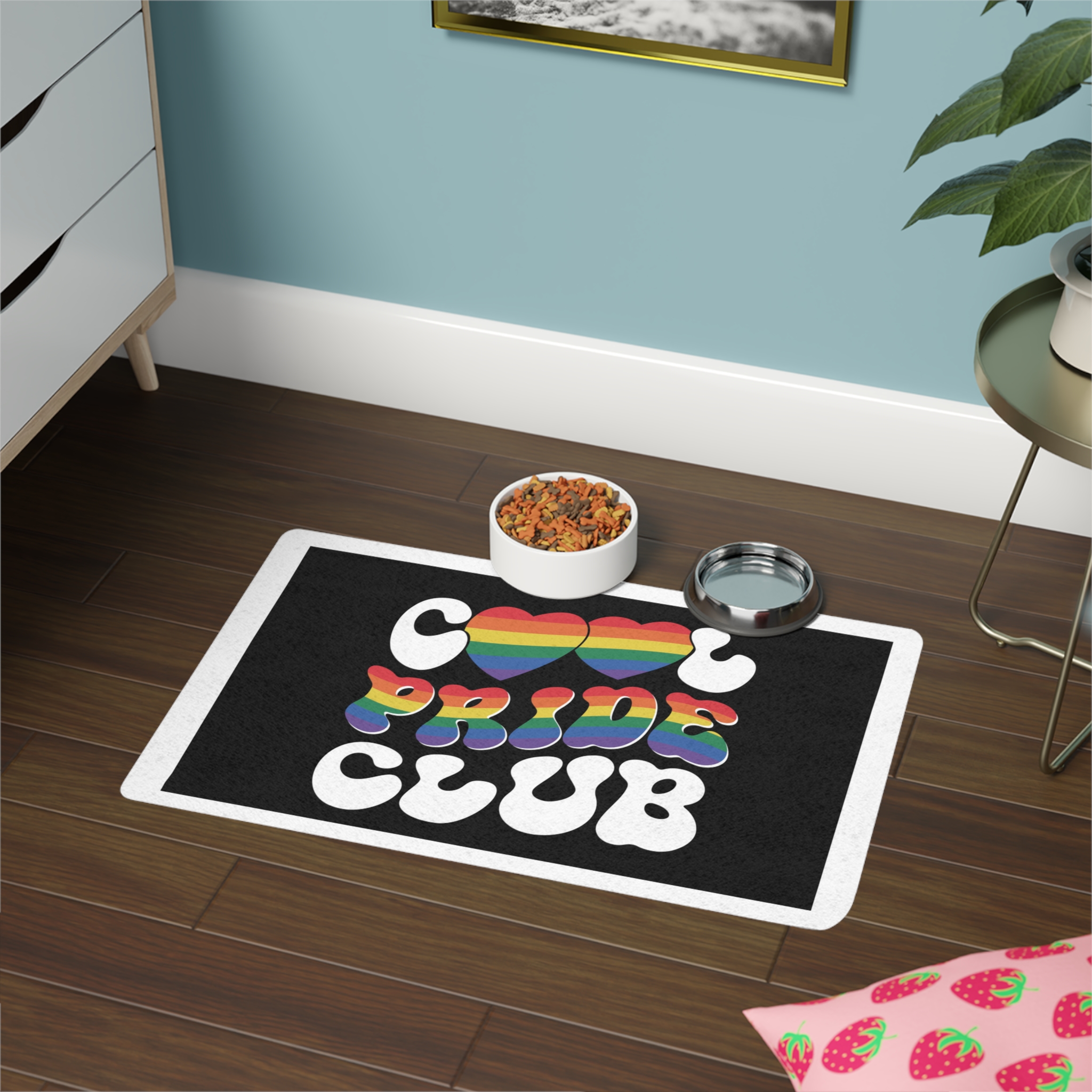 Rainbow Club Logo With Word Rainbow Top Pet Food Mat 12x18 - Image 4