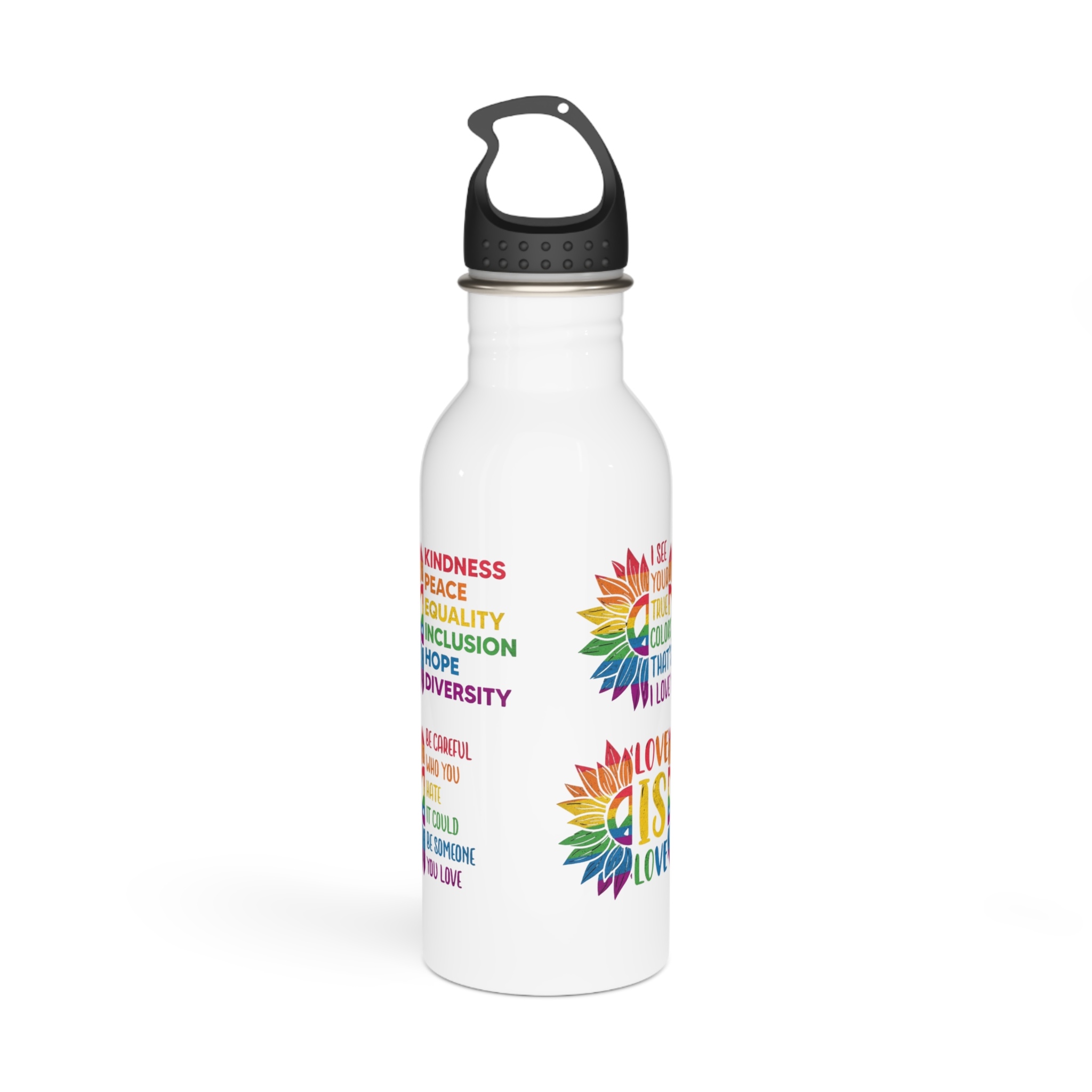 Sunflower Pride Gay Rainbow T Shirt Design Stainless Steel Water Bottle