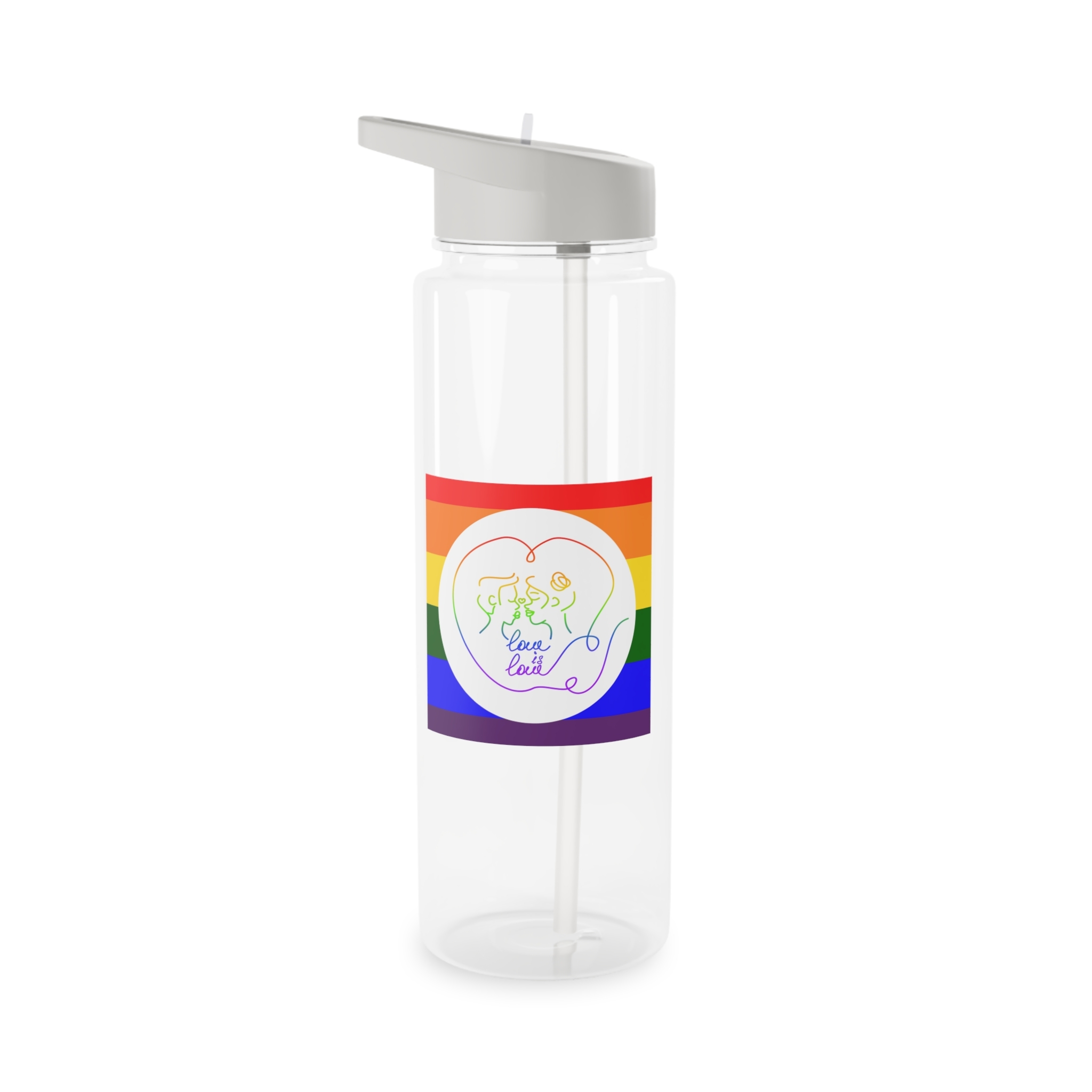 Poster With Kissing Woman Hand Lettering Love Is Love Theme Month Pride Lgbtq Love Background Tritan Water Bottle - Image 5