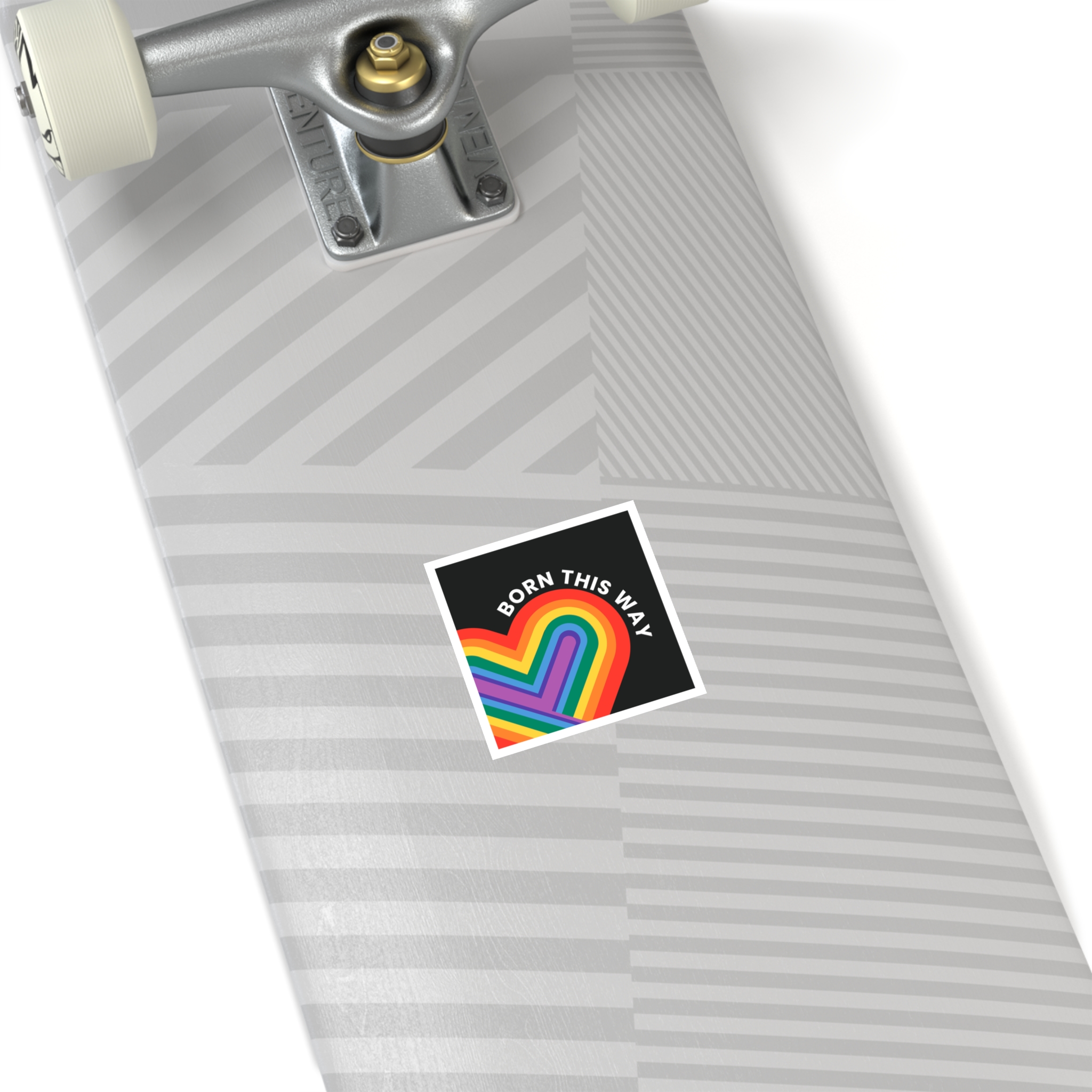 Rainbow Heart Template Lgbtq Pride Month With Born This Way Text Laminate Stickers Square - Image 12