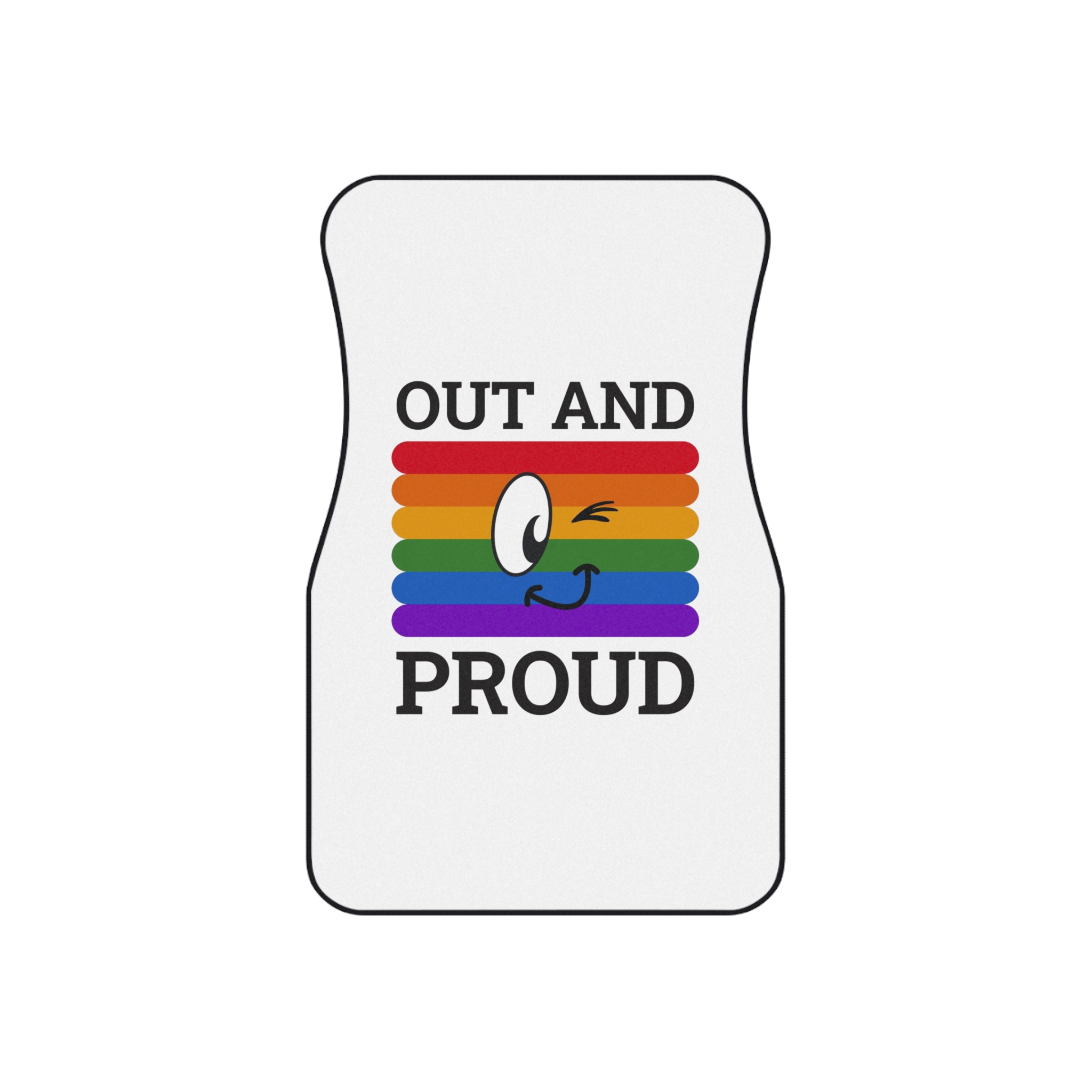 Out Proud Lgbtq Pride Month Quote Book Lover Rainbow Flag Hand Drawn Art White Background Car Mats Set Of 4 - Image 2
