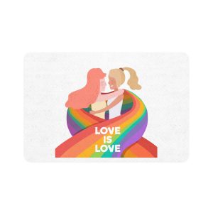 Girls Holding Pride Day Flag Pet Food Mat 12x18