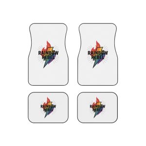 Rainbow Rebel T Shirt Design Isolated White Background 2 Car Mats Set Of 4