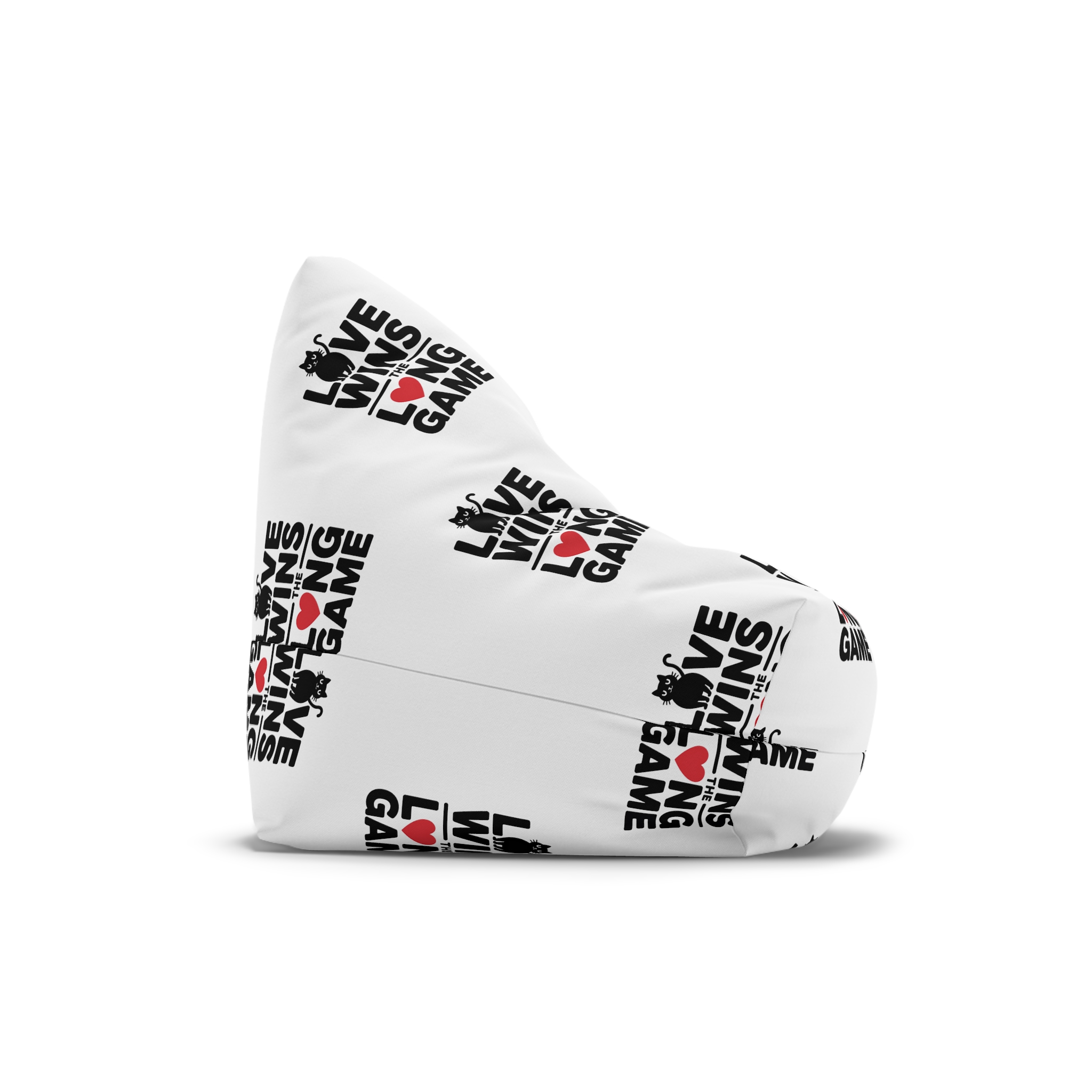 Love Wins Long Game With Black Cat Heart Illustration Bean Bag Chair Cover - Image 3