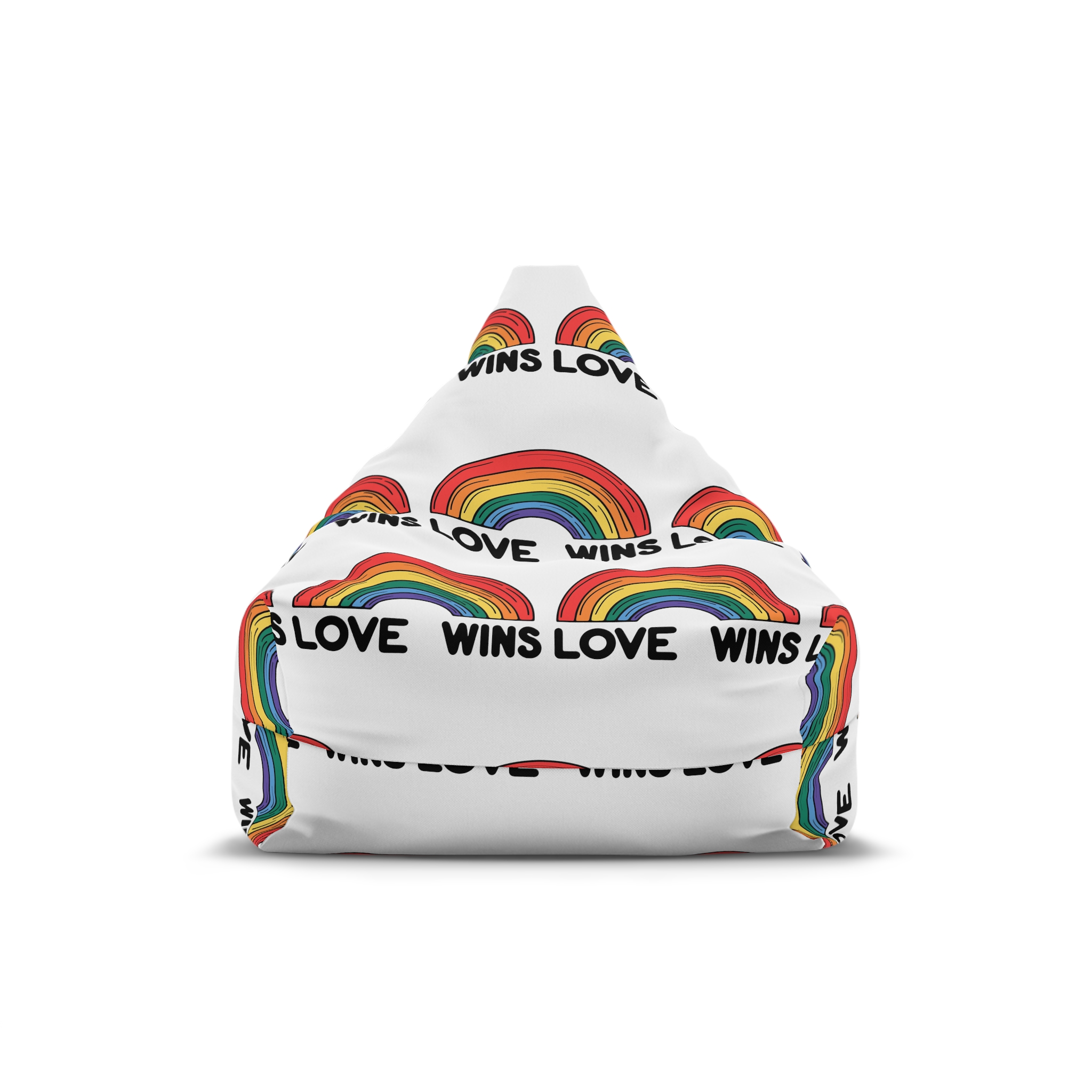 Love Wins Rainbow Pride Illustration Bean Bag Chair Cover